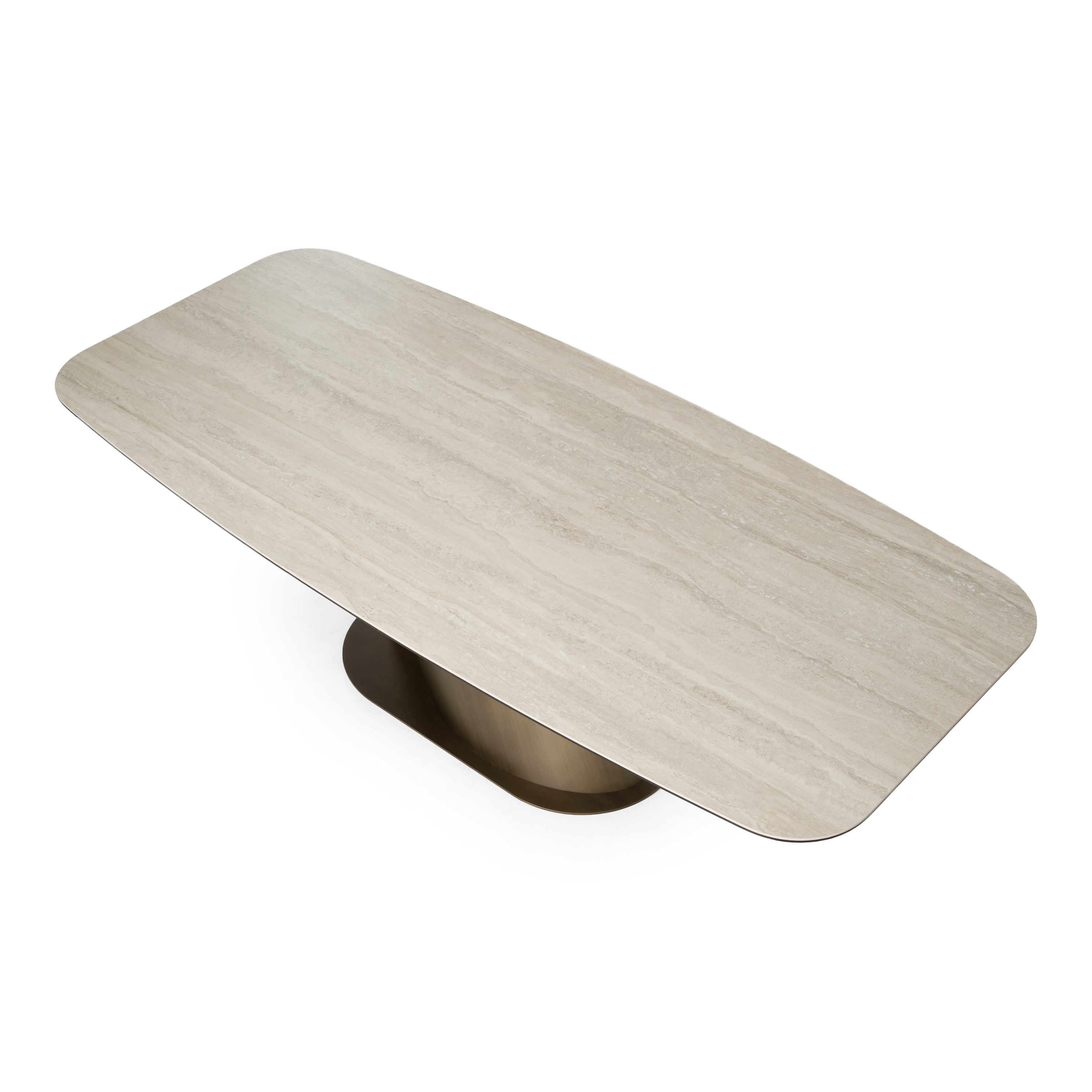 Kiefer Modern Faux Travertine Ceramic Dining Table