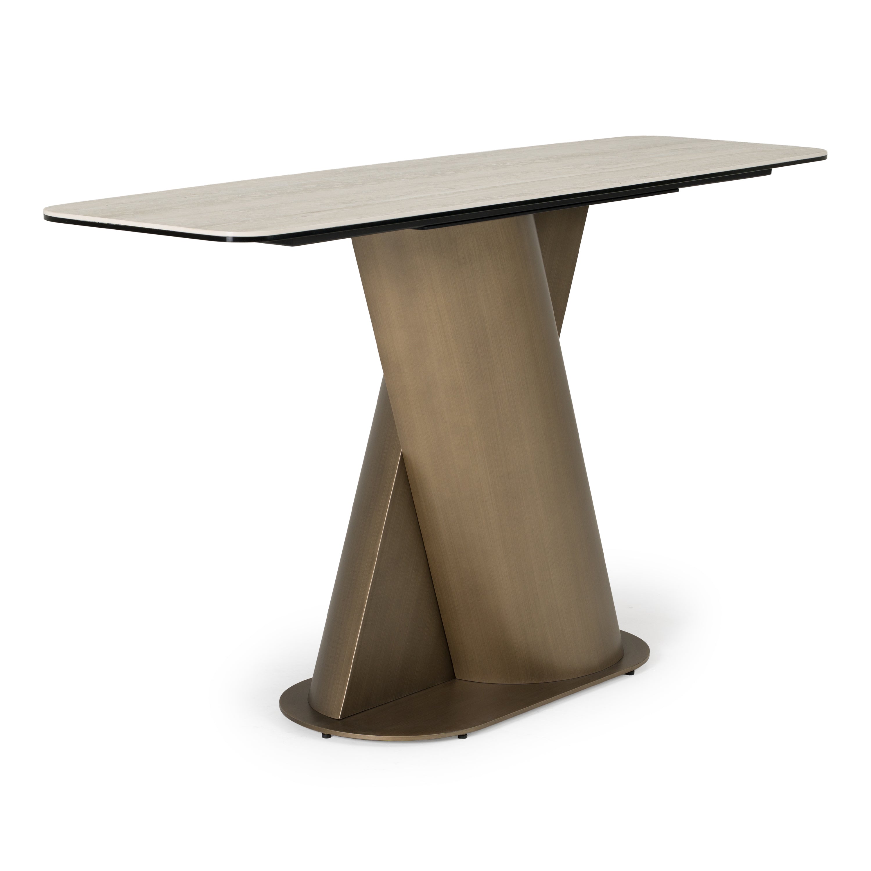 Kiefer Modern Faux Travertine Ceramic Console Table