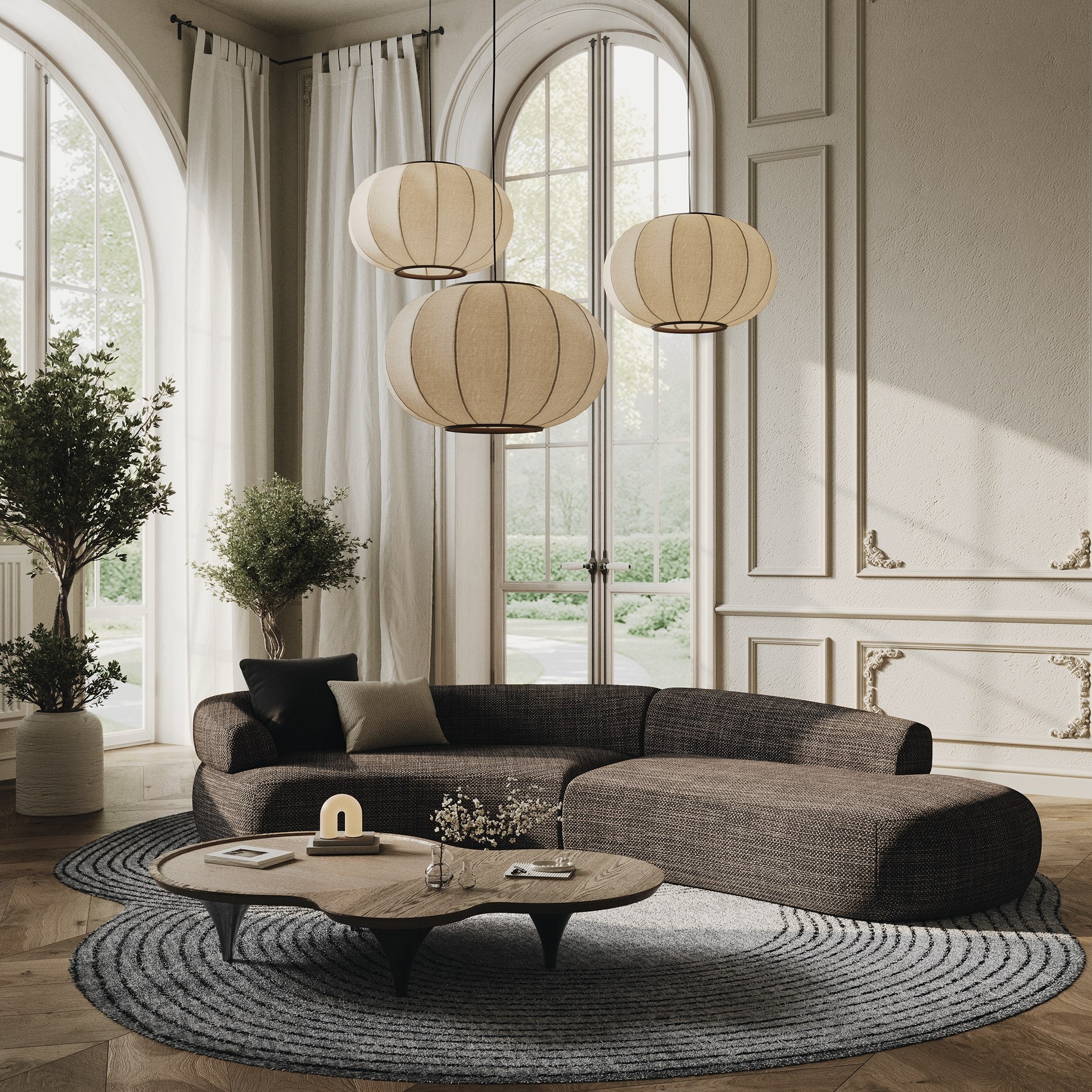 Lakota Modern Fabric Curved Sectional Sofa