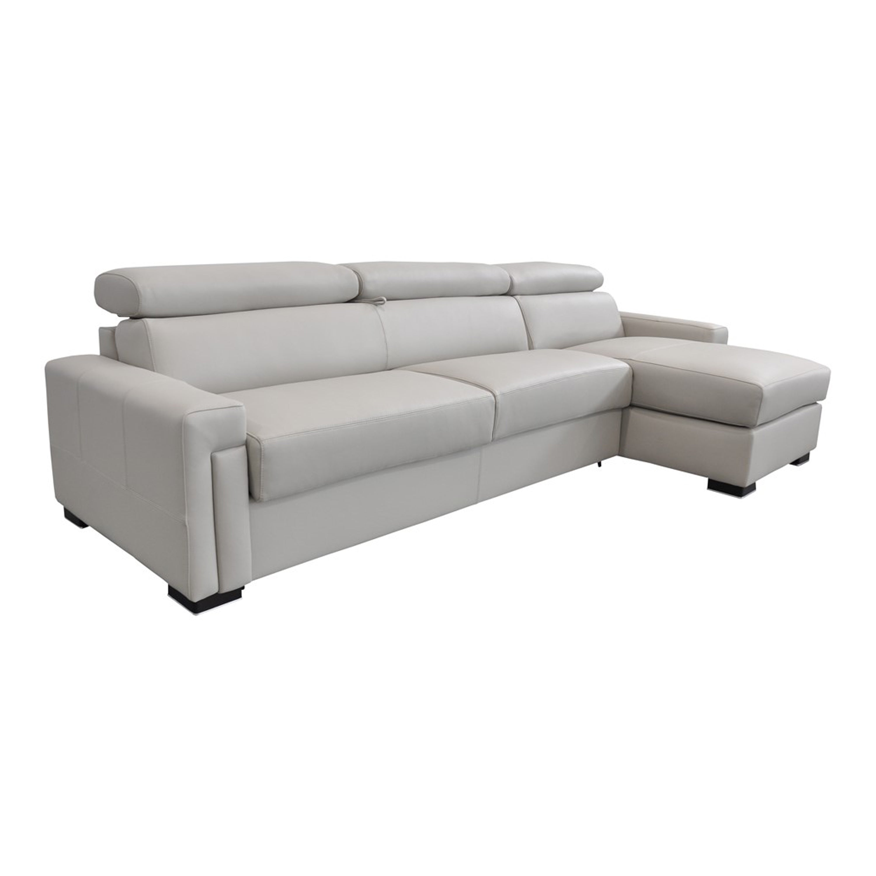 Sacha Modern Leather Reversible Sectional Sofa Bed with Storage