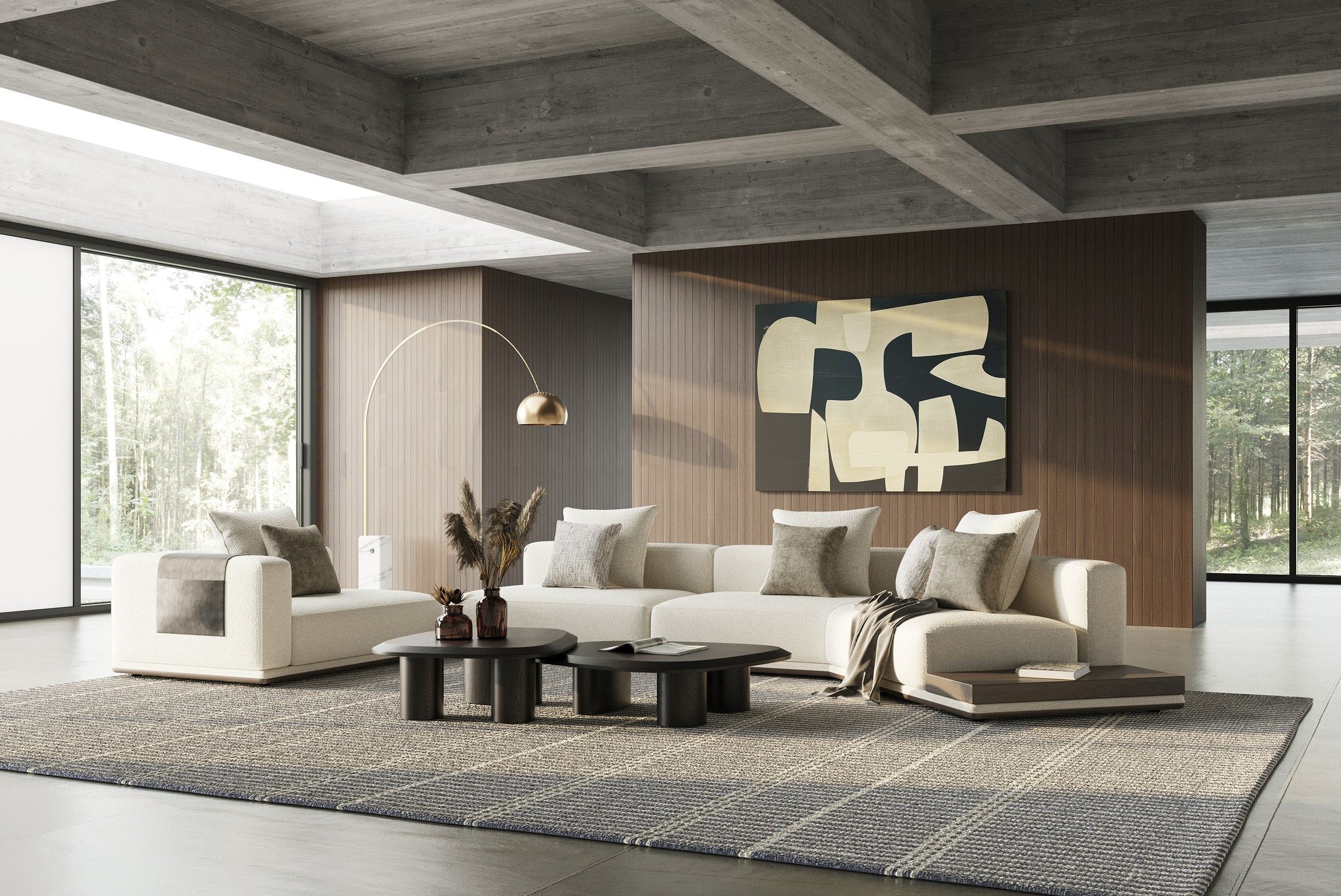 Siret Modern Fabric Modular Sectional Sofa W/ Coffee Table