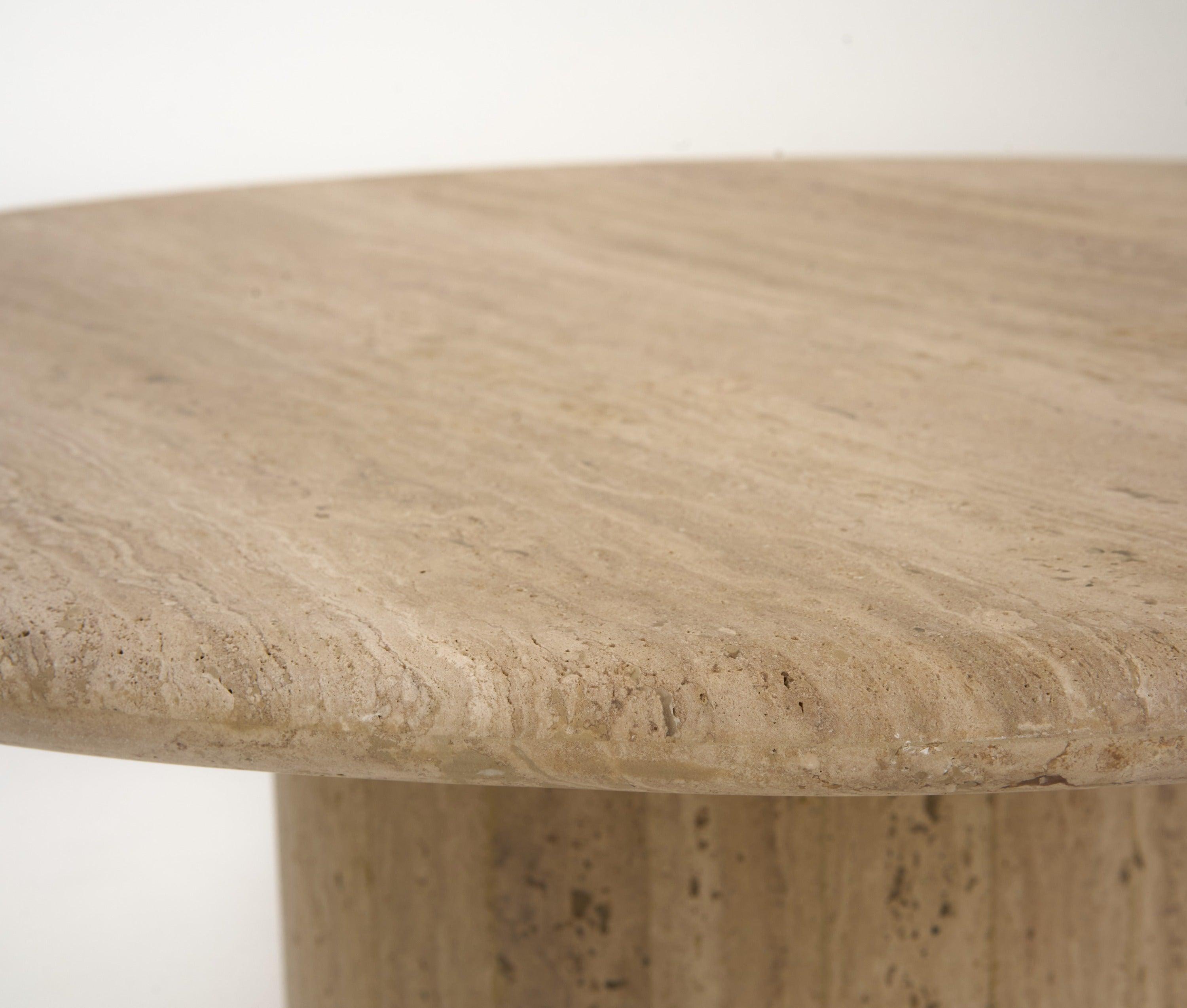 Modrest Lavaca Modern Travertine Marble Round Coffee Table