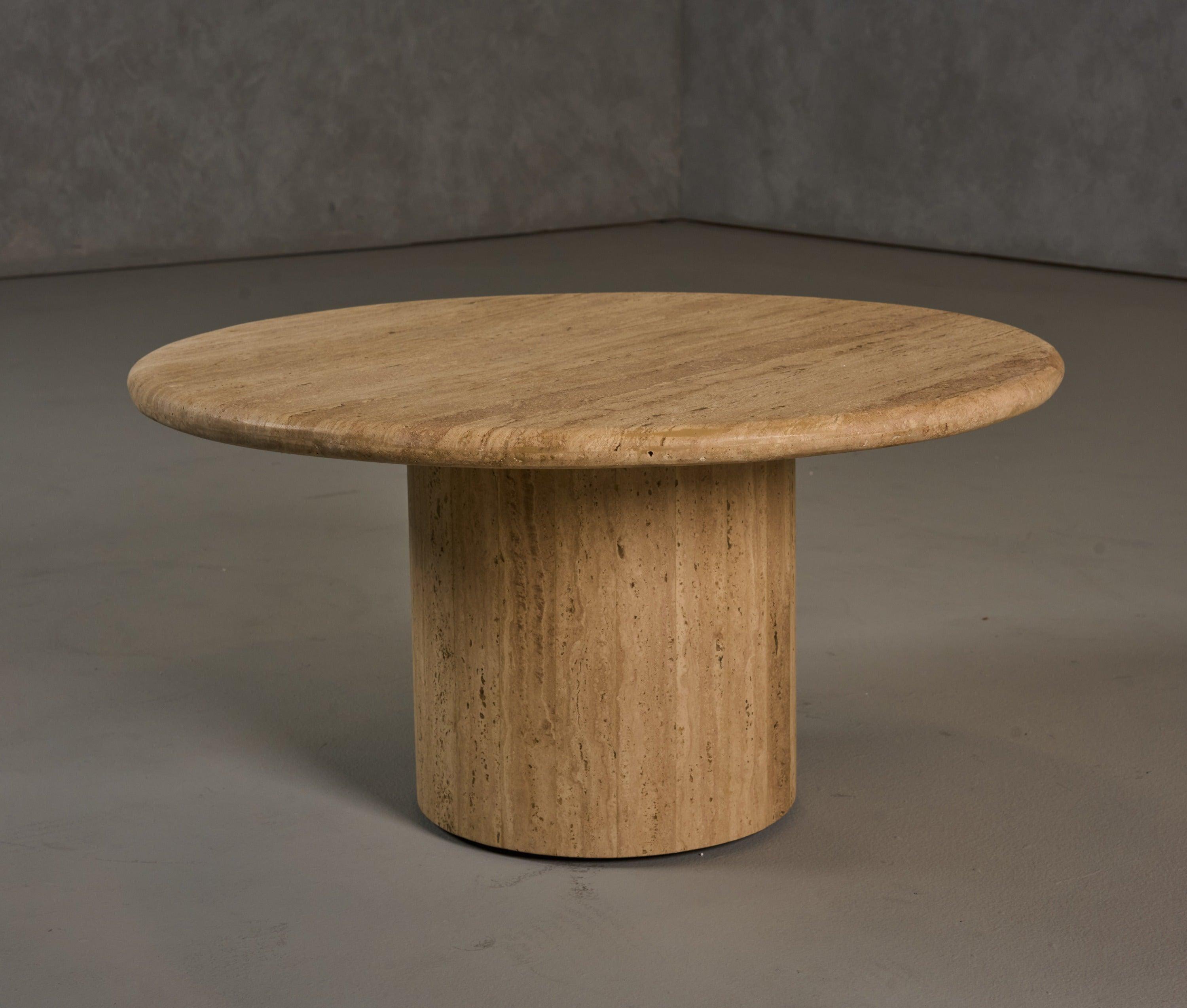 Modrest Lavaca Modern Travertine Marble Round Coffee Table