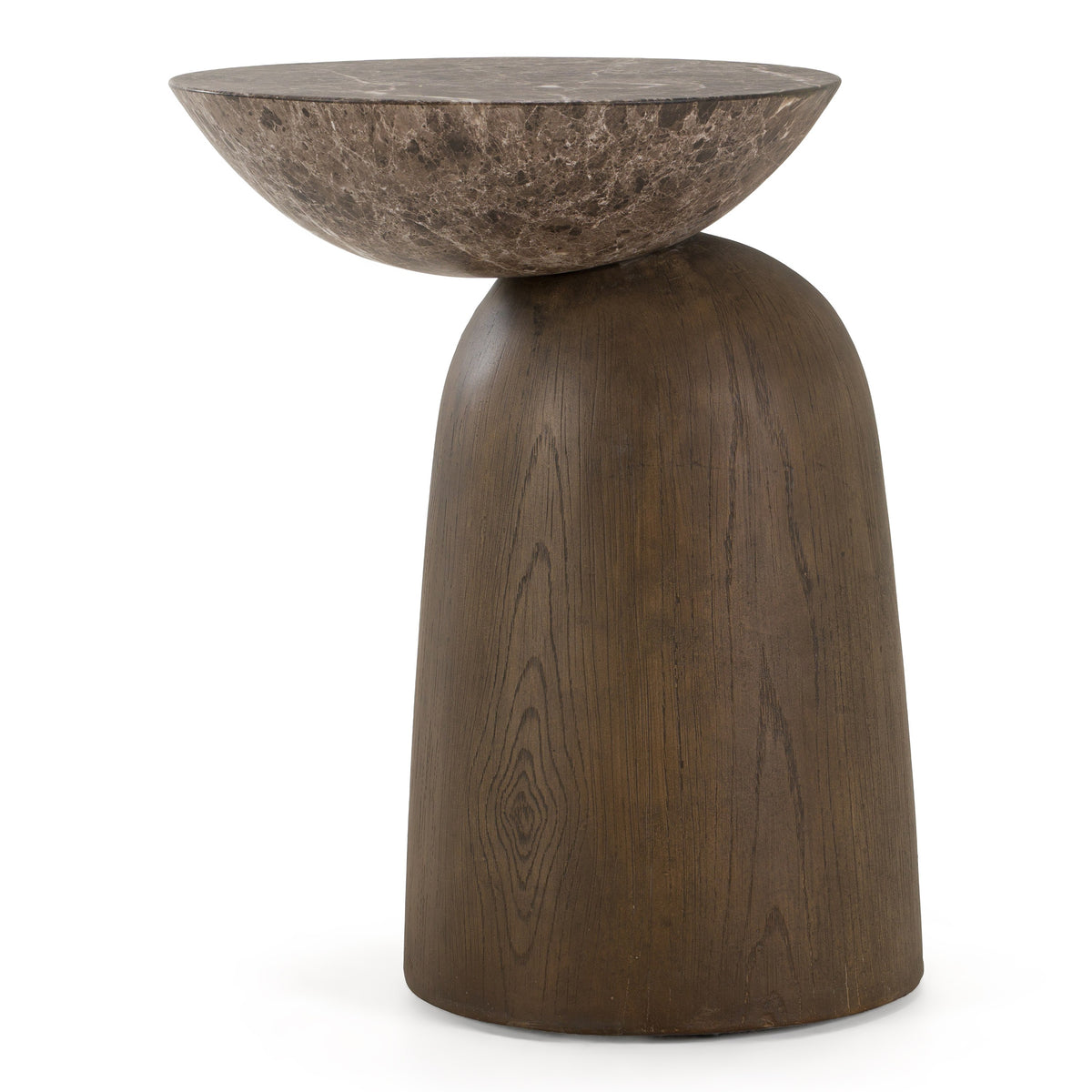 Lenin - Modern Faux Marble and Wood Texture Concrete End Table