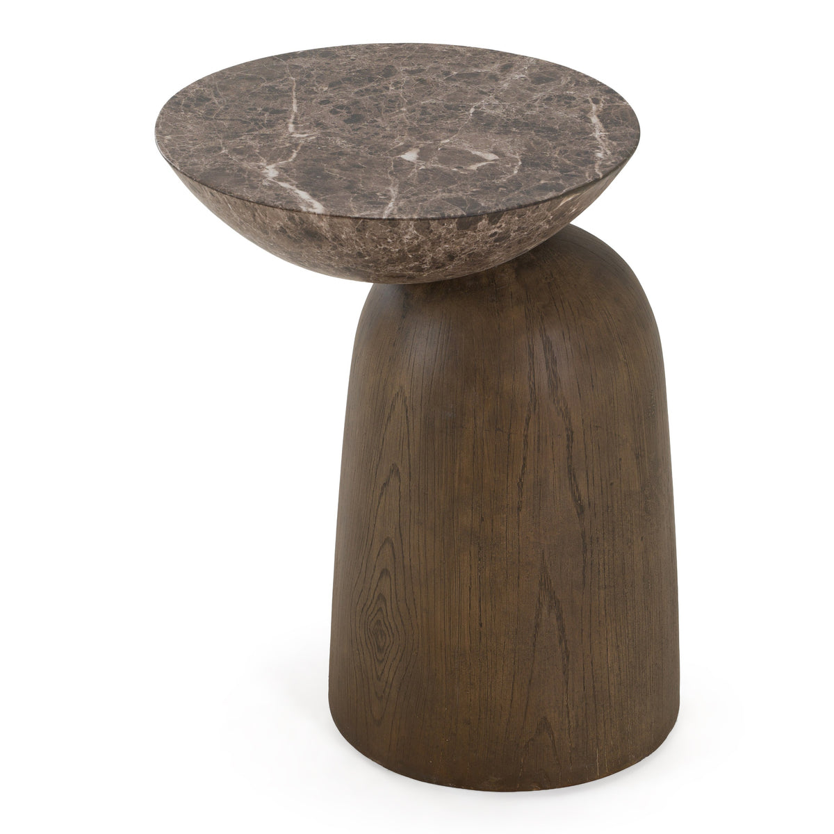 Lenin - Modern Faux Marble and Wood Texture Concrete End Table