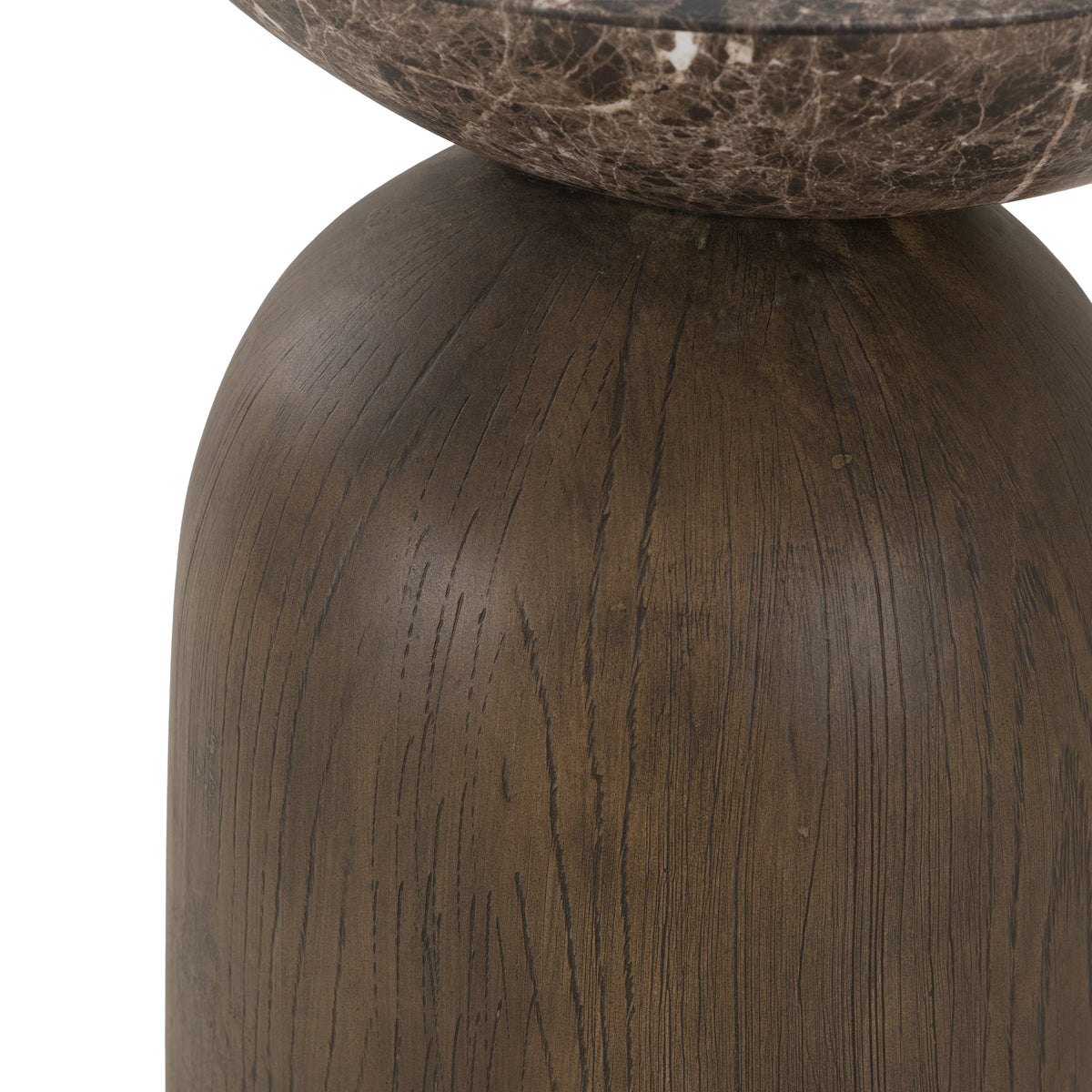 Lenin - Modern Faux Marble and Wood Texture Concrete End Table
