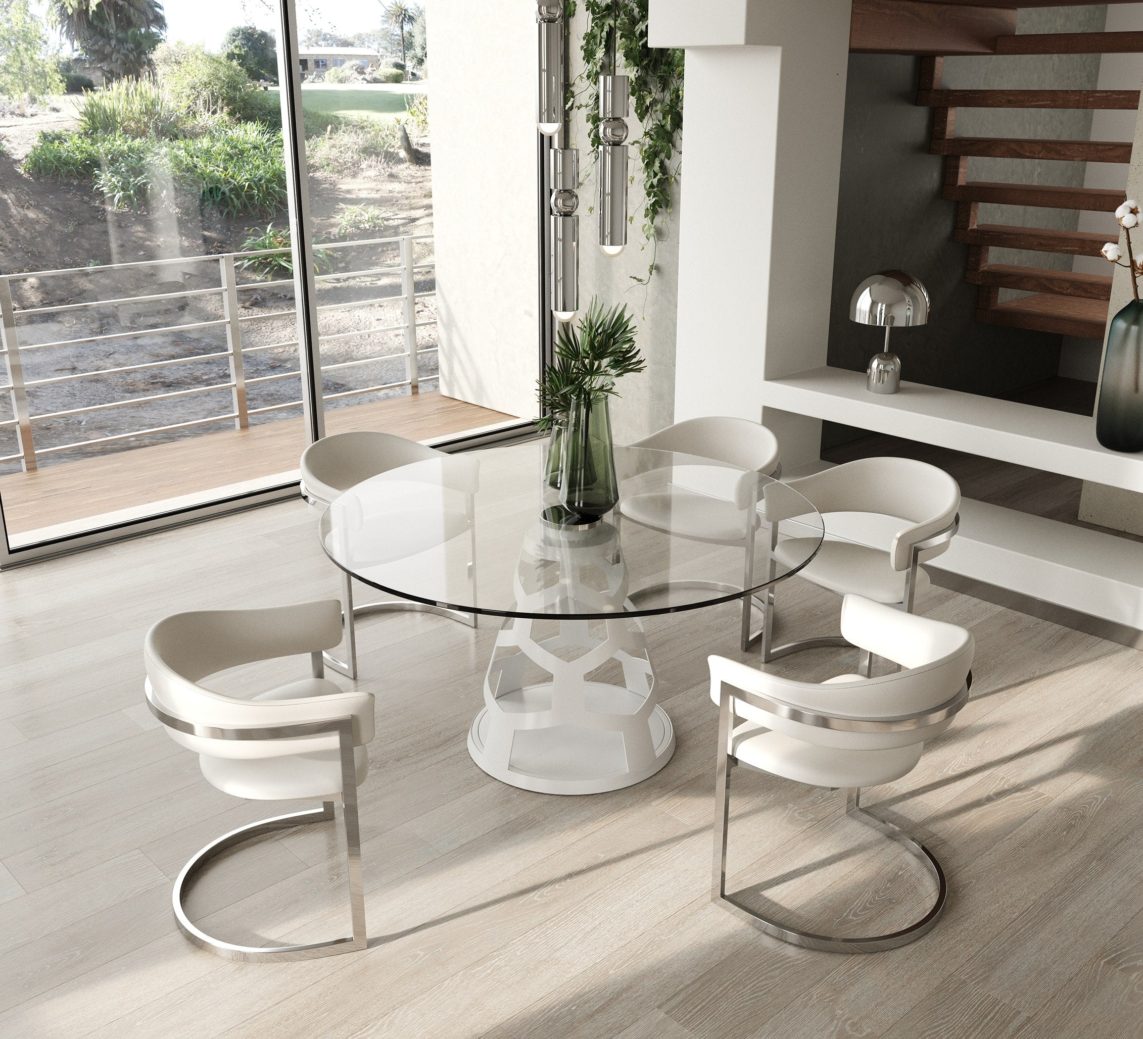 Modrest Lilly Modern 12mm Round Glass Dining Table