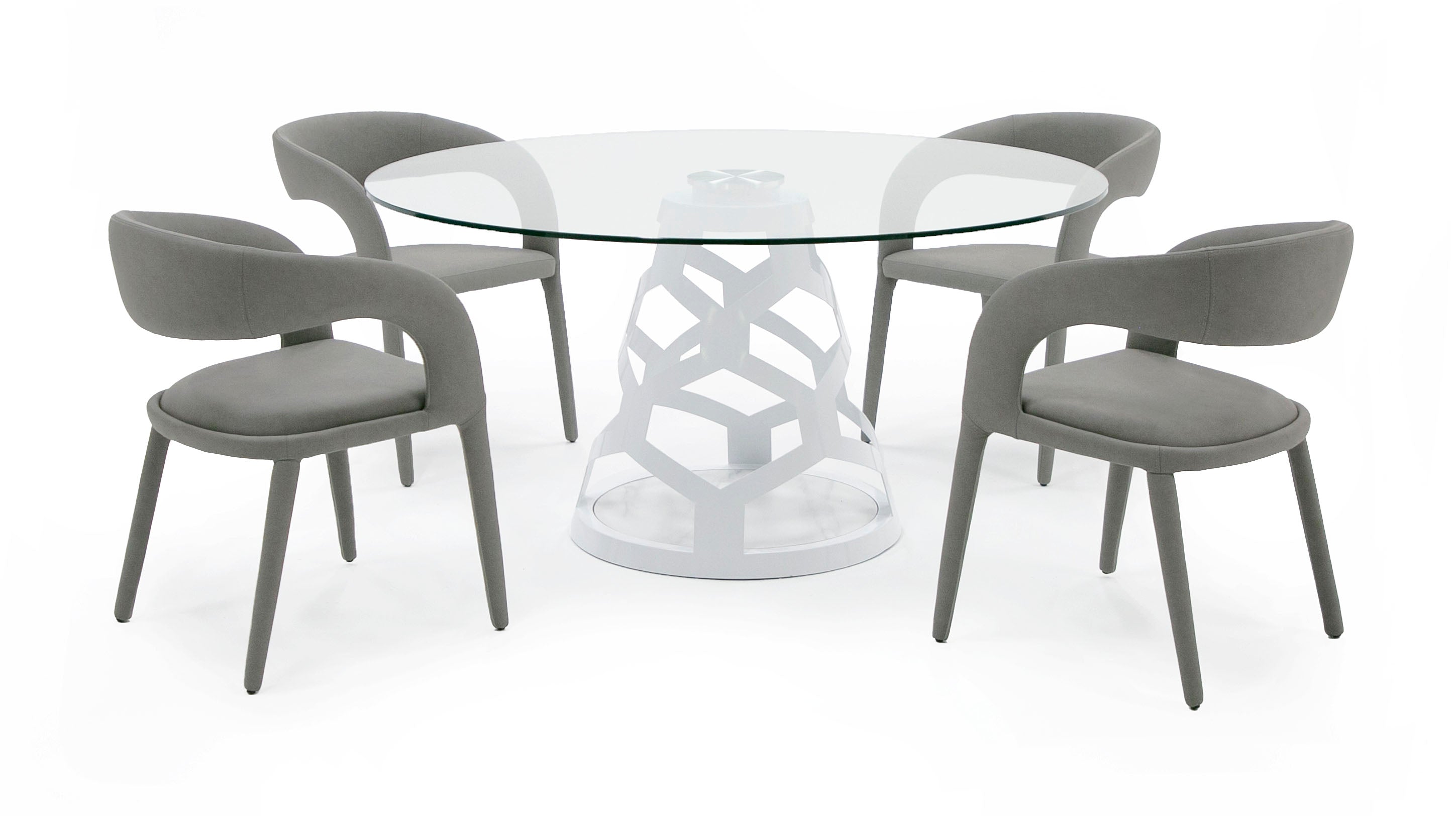 Modrest Lilly - Modern 12mm Round Glass + Dining Table-Dining Table-VIG-Wall2Wall Furnishings