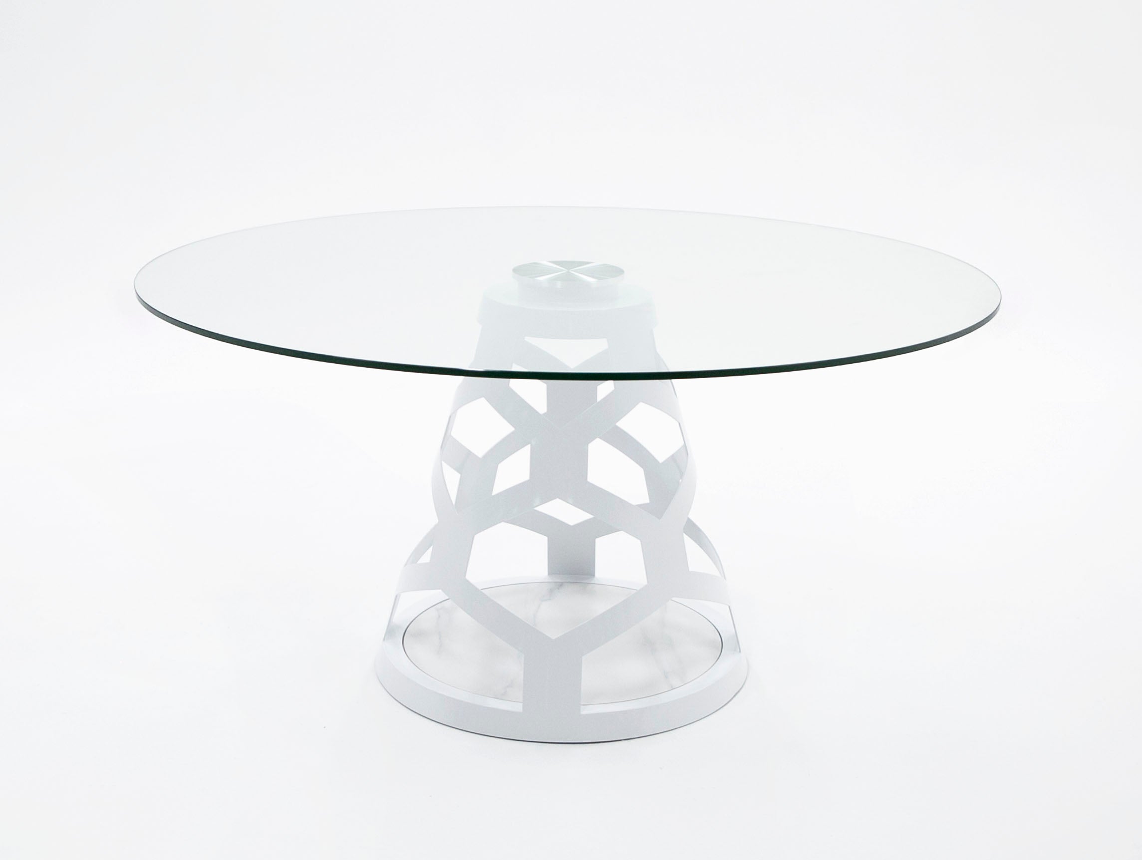Modrest Lilly - Modern 12mm Round Glass + Dining Table-Dining Table-VIG-Wall2Wall Furnishings