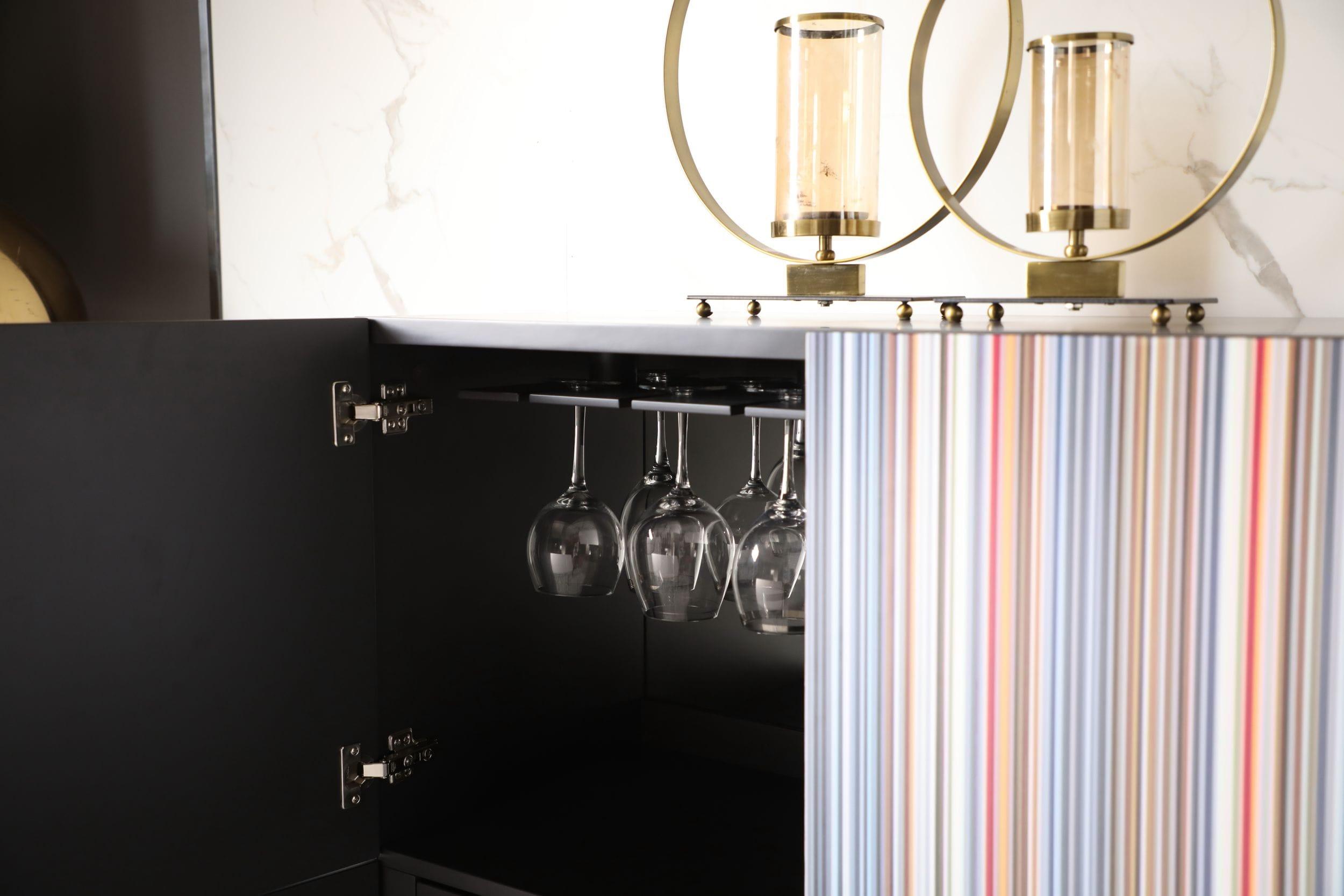 Modrest Macoy Modern Multicolor and Ash Wine Cabinet