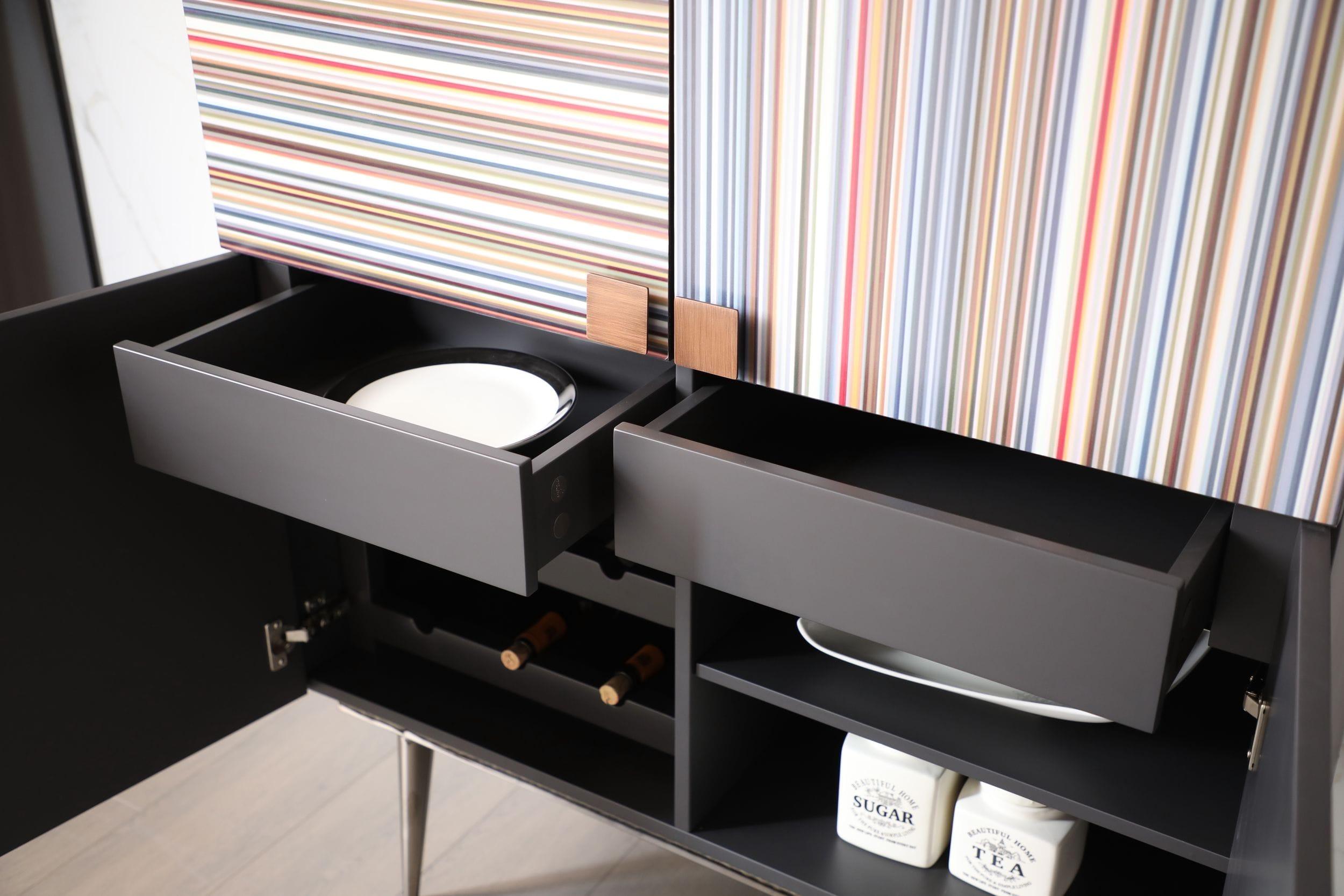 Modrest Macoy Modern Multicolor and Ash Wine Cabinet
