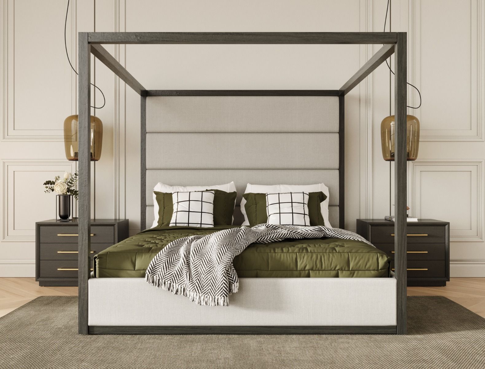 Modrest Manhattan - Contemporary Canopy Grey Bed-Bed-VIG-Wall2Wall Furnishings