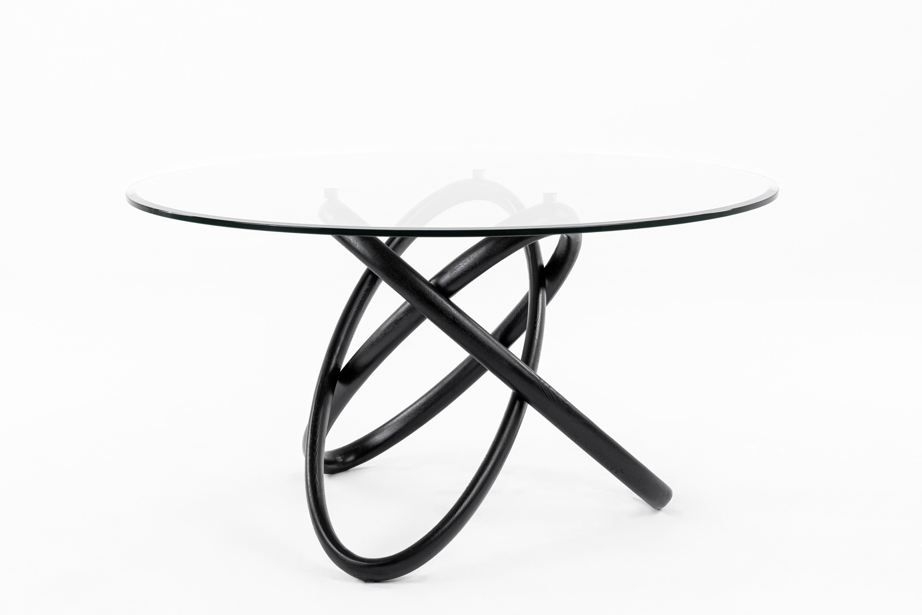 Modrest Mason Round Glass Ash Dining Table