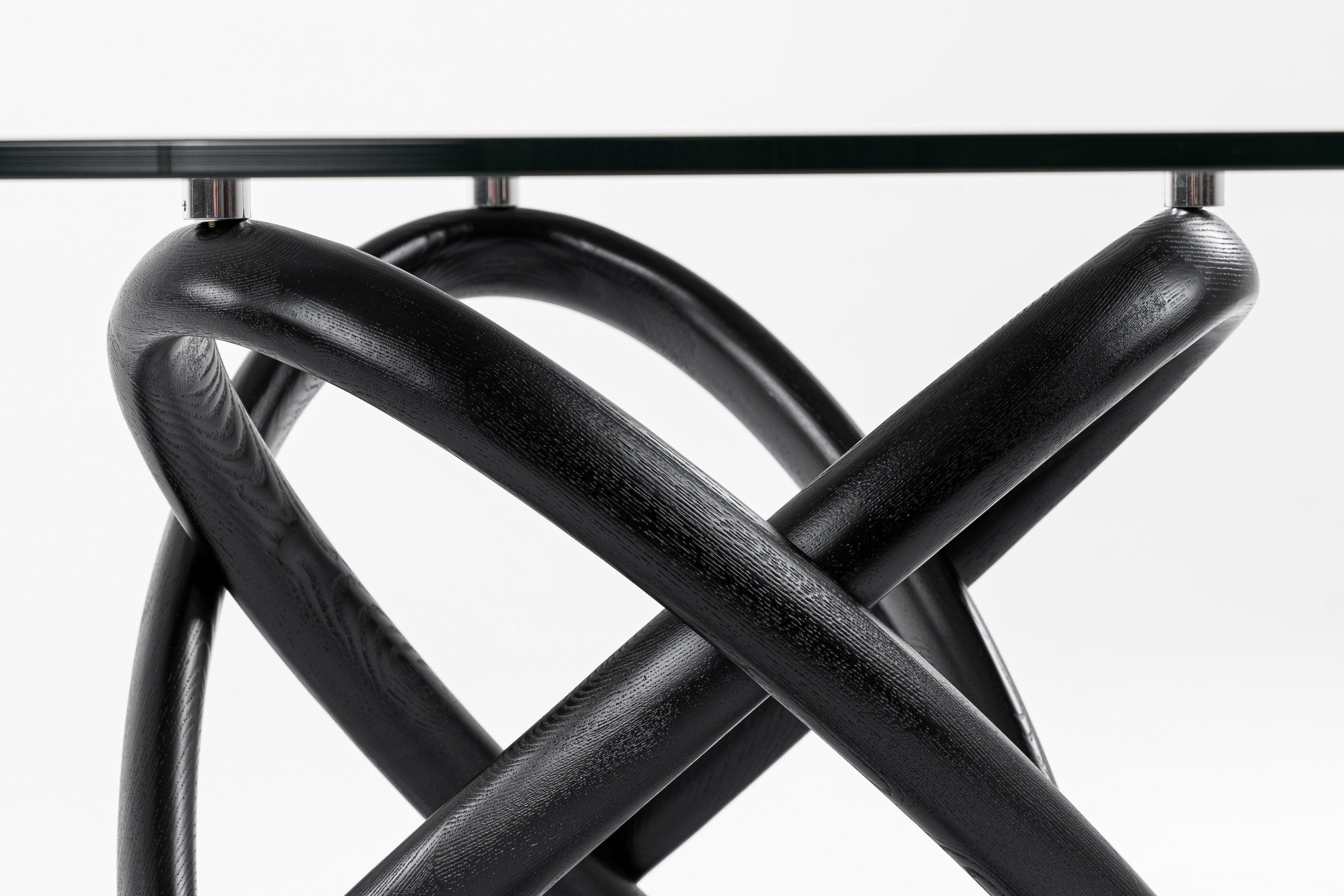 Modrest Mason Round Glass Ash Dining Table