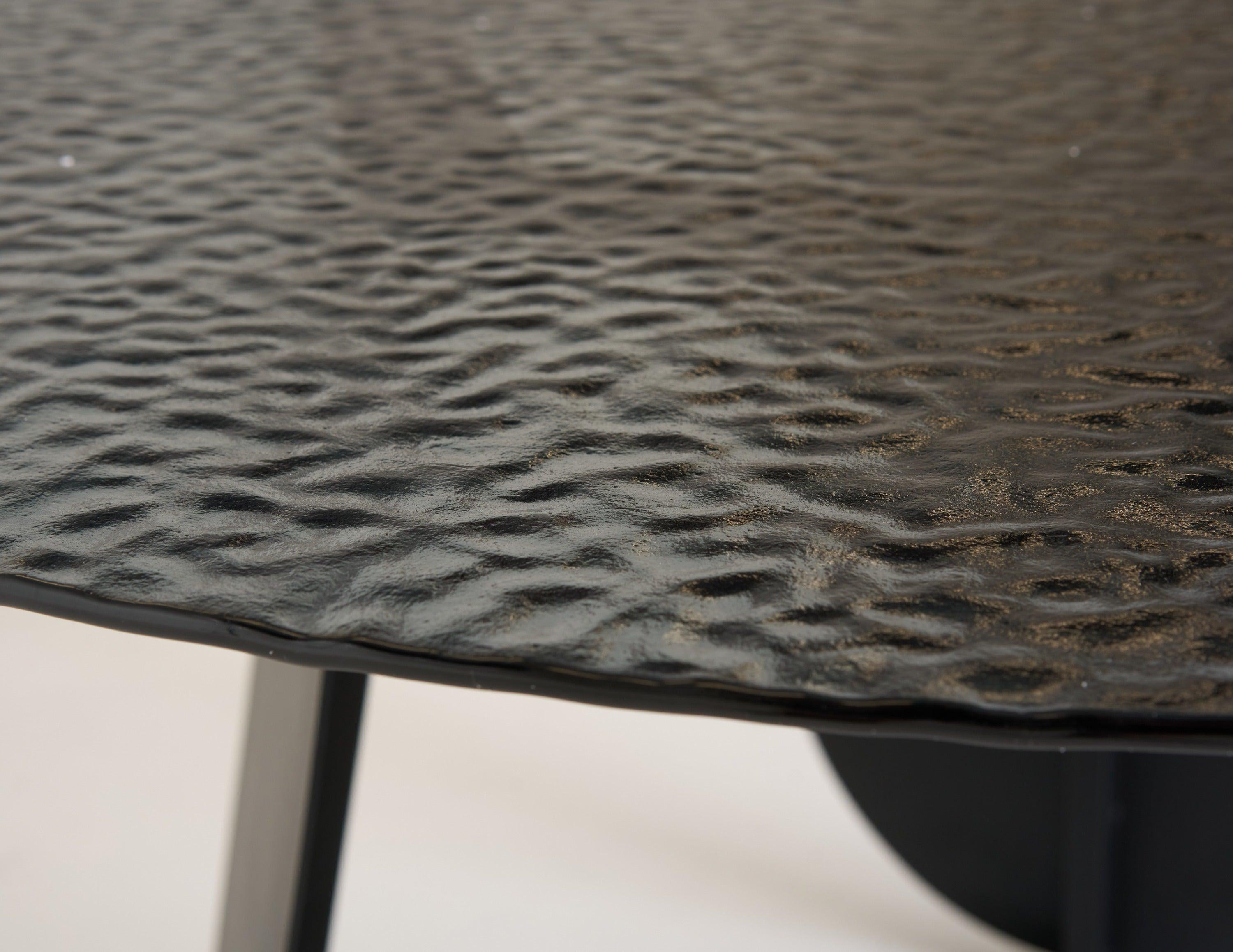 Modrest Maxine Modern Hammered Glass Round Dining Table