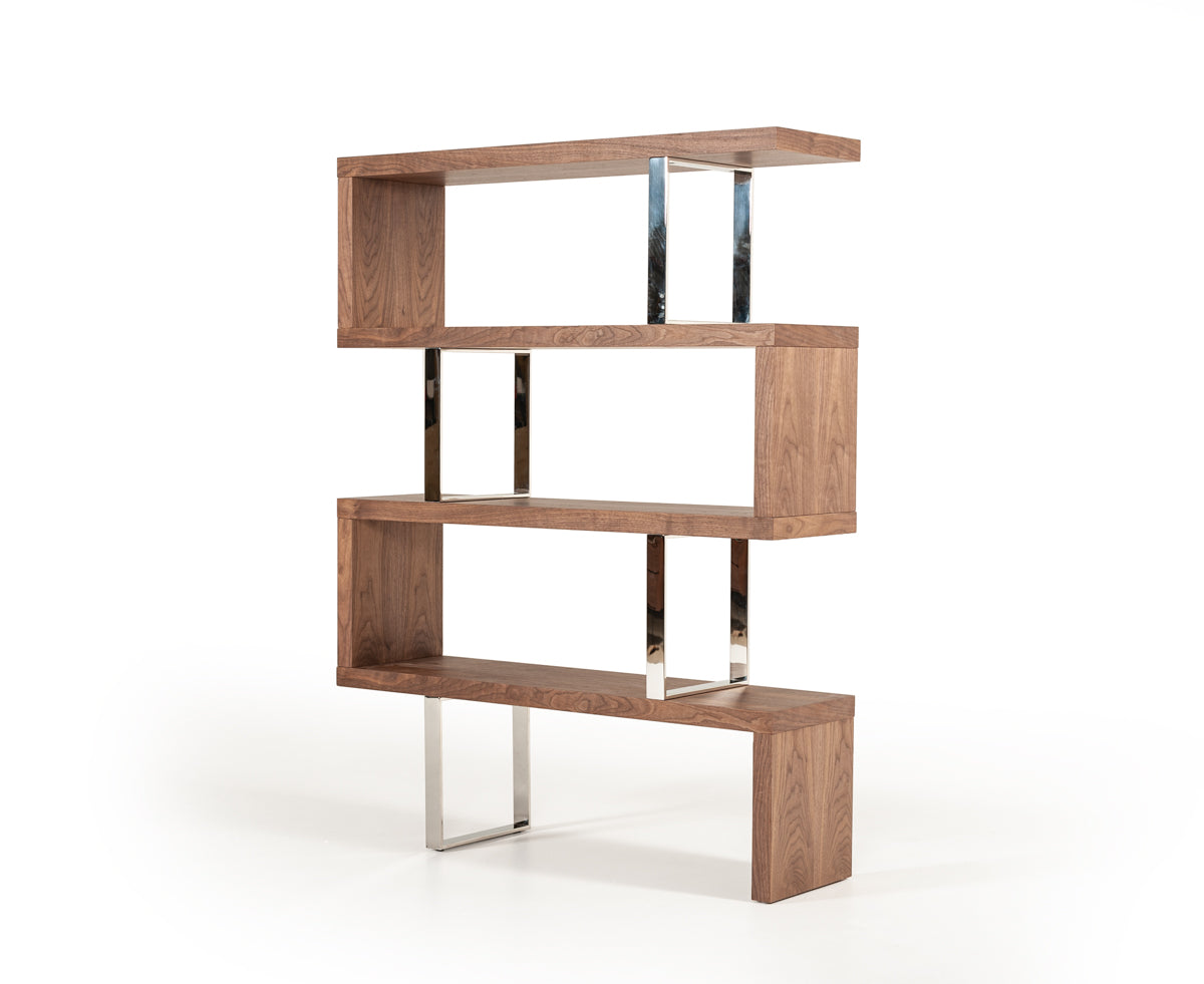 Modrest Maze Modern Walnut Bookcase-Shelf Unit-VIG-Wall2Wall Furnishings