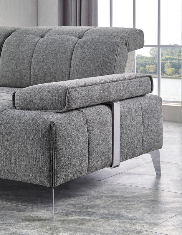 Divani Casa Nash Modern Fabric Sectional Sofa Adjustable Backrest