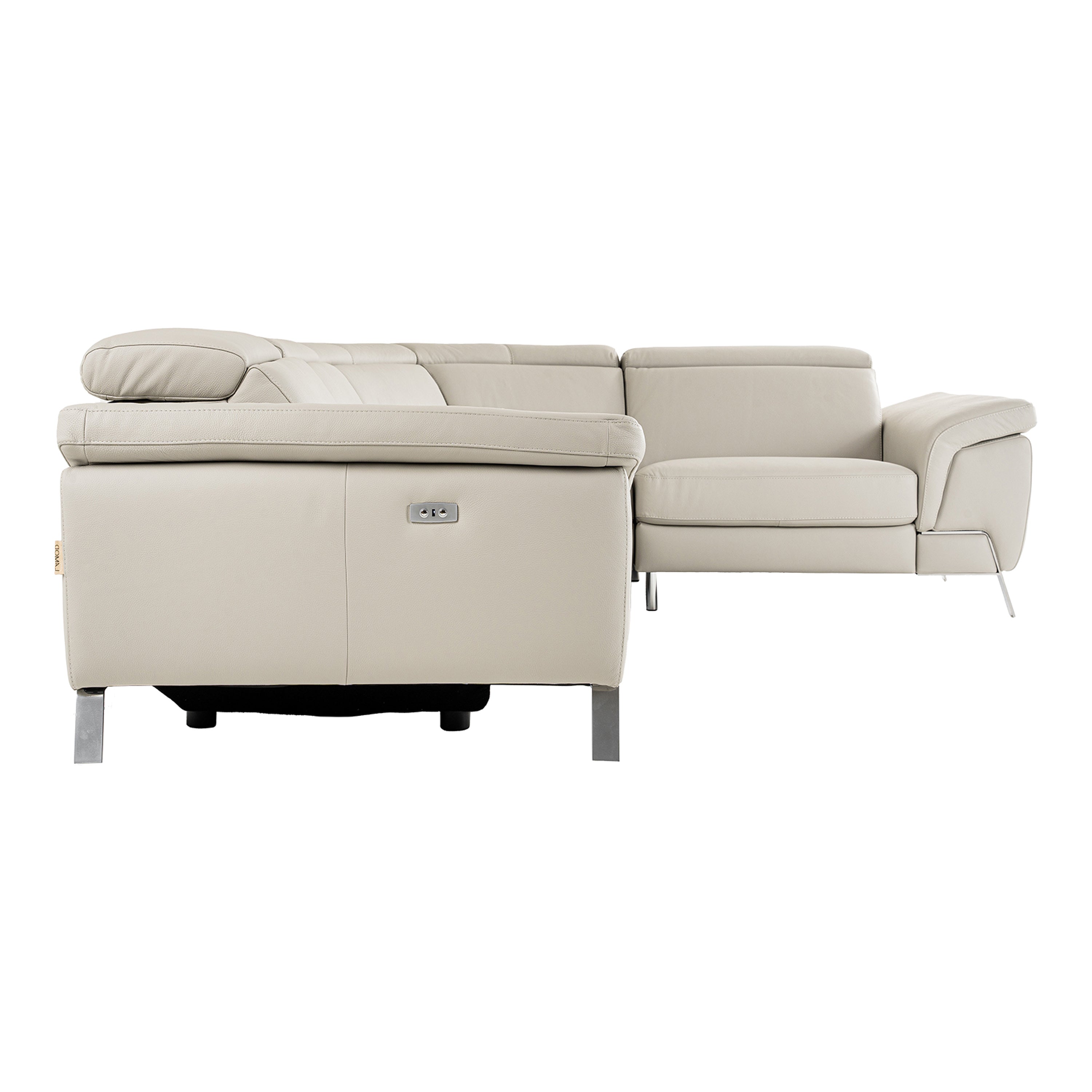 Mini Wonder Italian Modern Leather Sectional Sofa with Left Facing Recliner