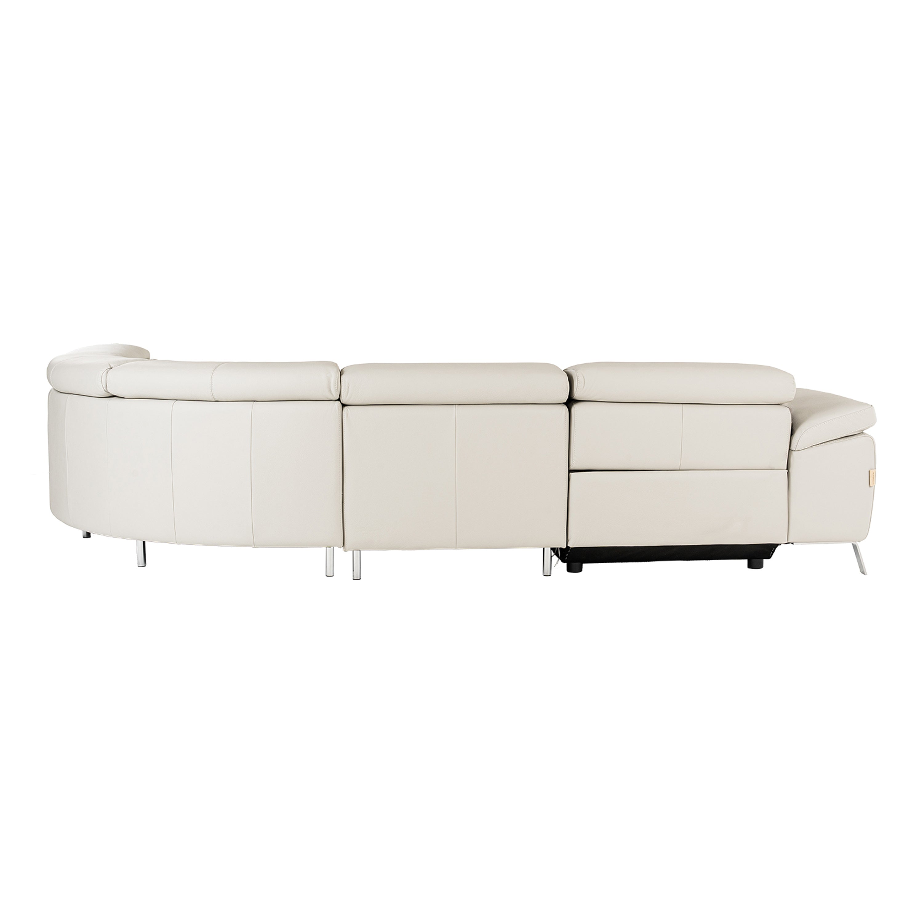 Mini Wonder Italian Modern Leather Sectional Sofa with Left Facing Recliner