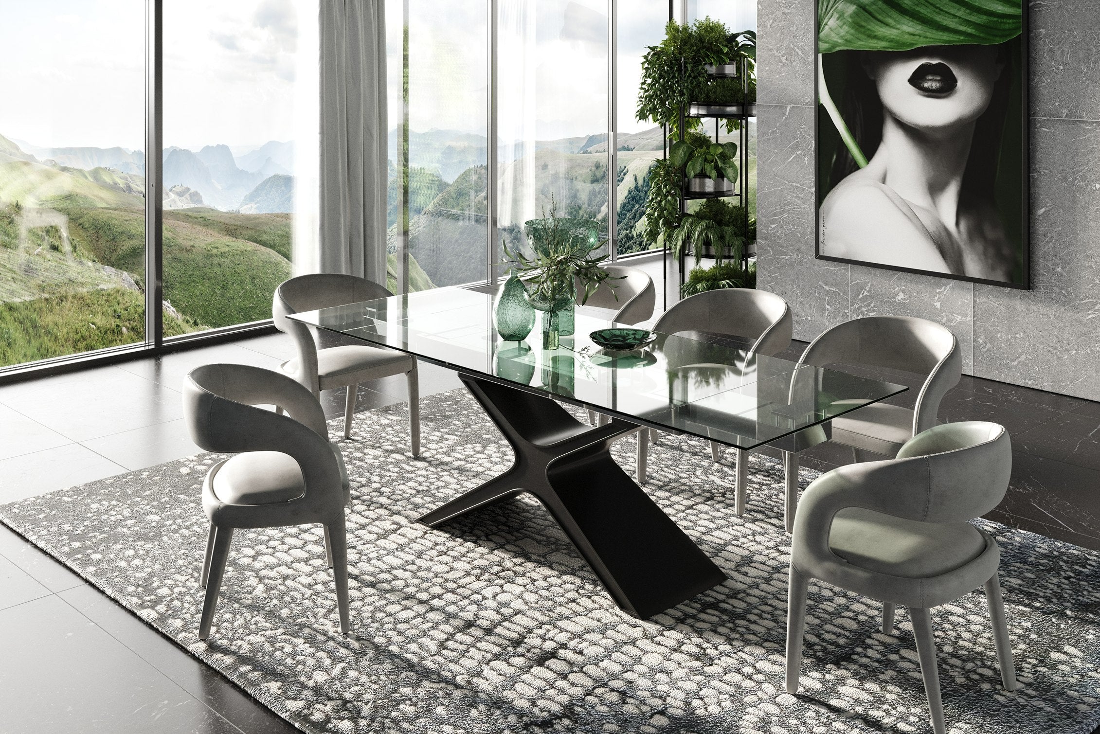 Modrest Adler Modern Glass Extendable 63"/94.5" Dining Table