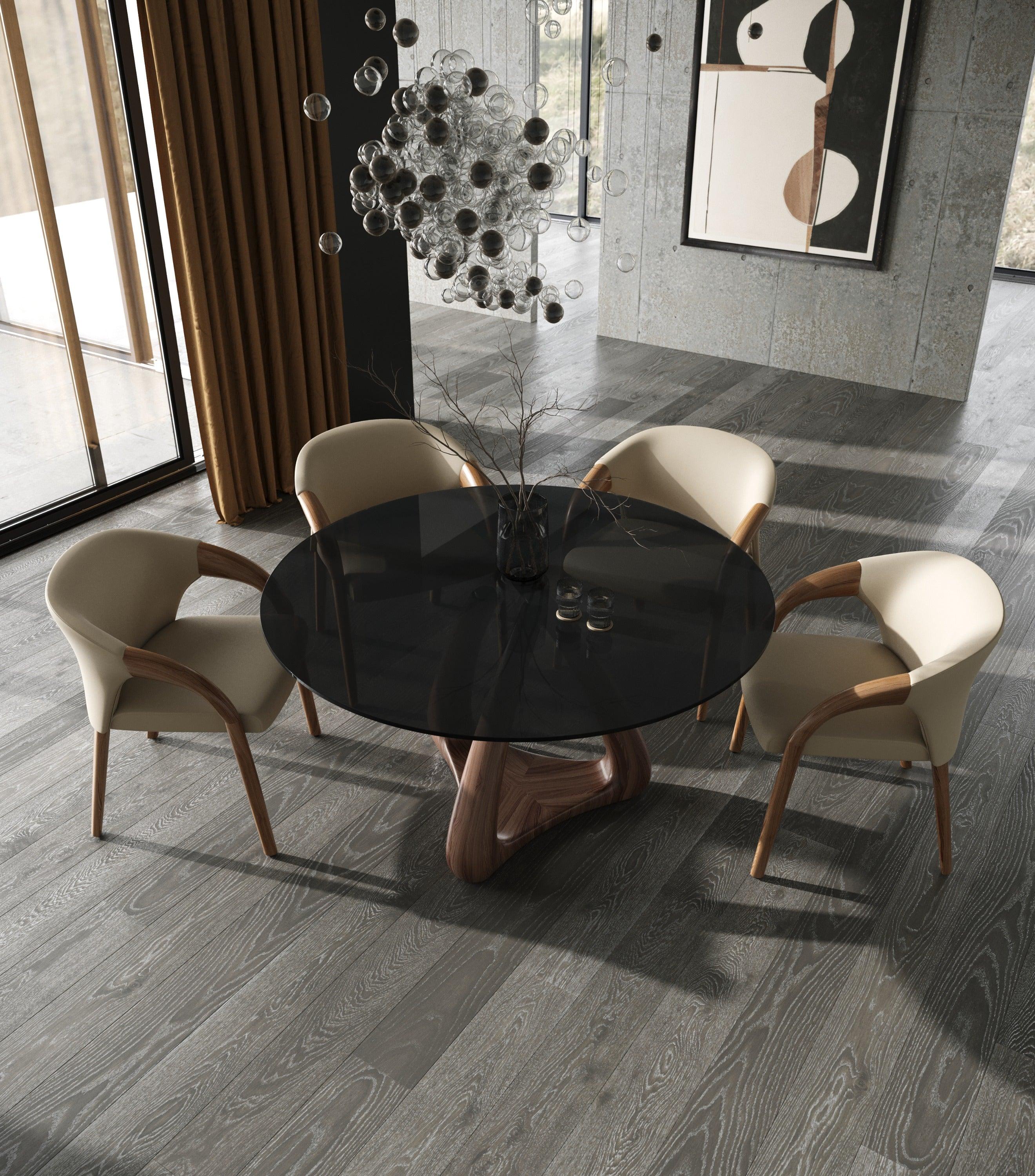 Modrest Christy Mid Century Modern Glass Round Dining Table