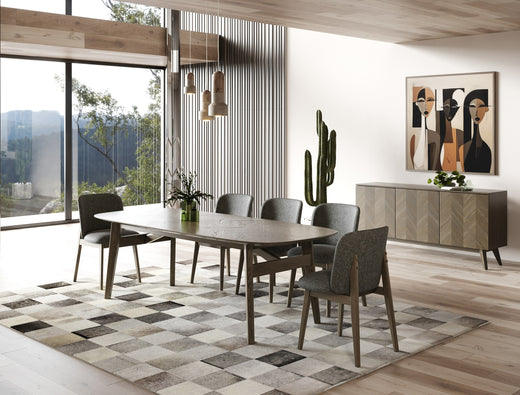Costello Mid-Century Modern Dining Table and 8 Chairs Set