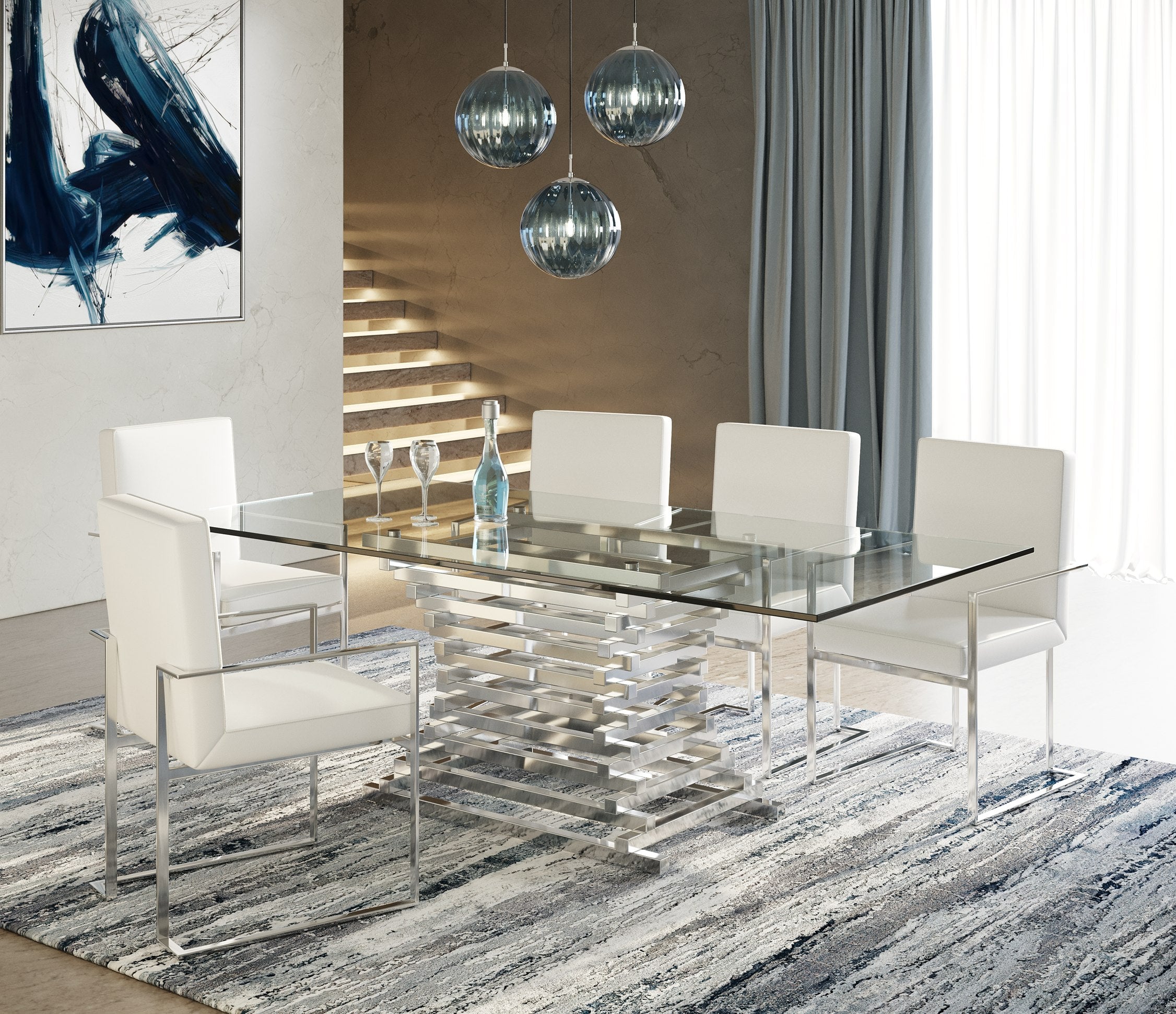 Modrest Crawford Modern Rectangular Glass Dining Table