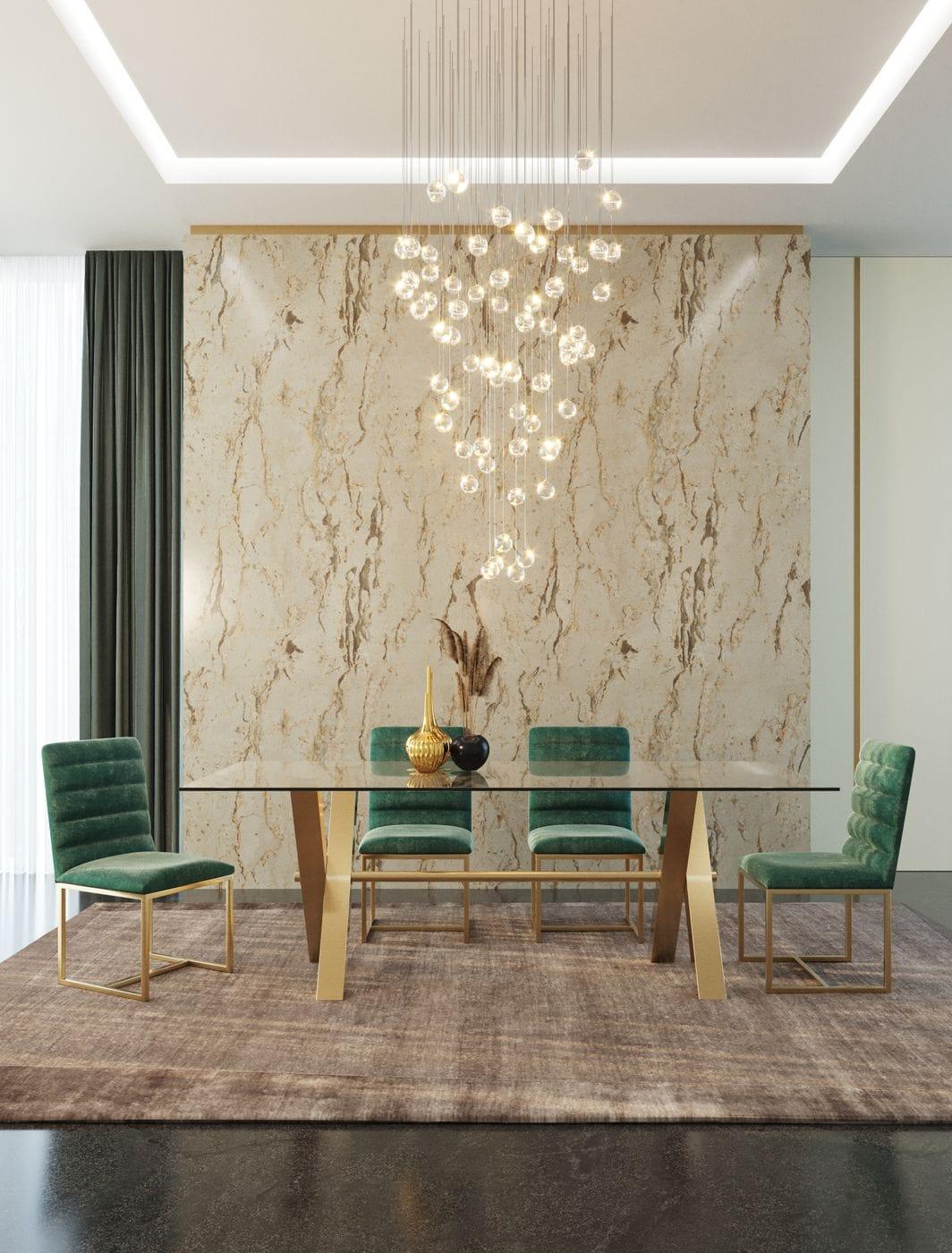 Dandy - Modern Golden and Glass Dining Table