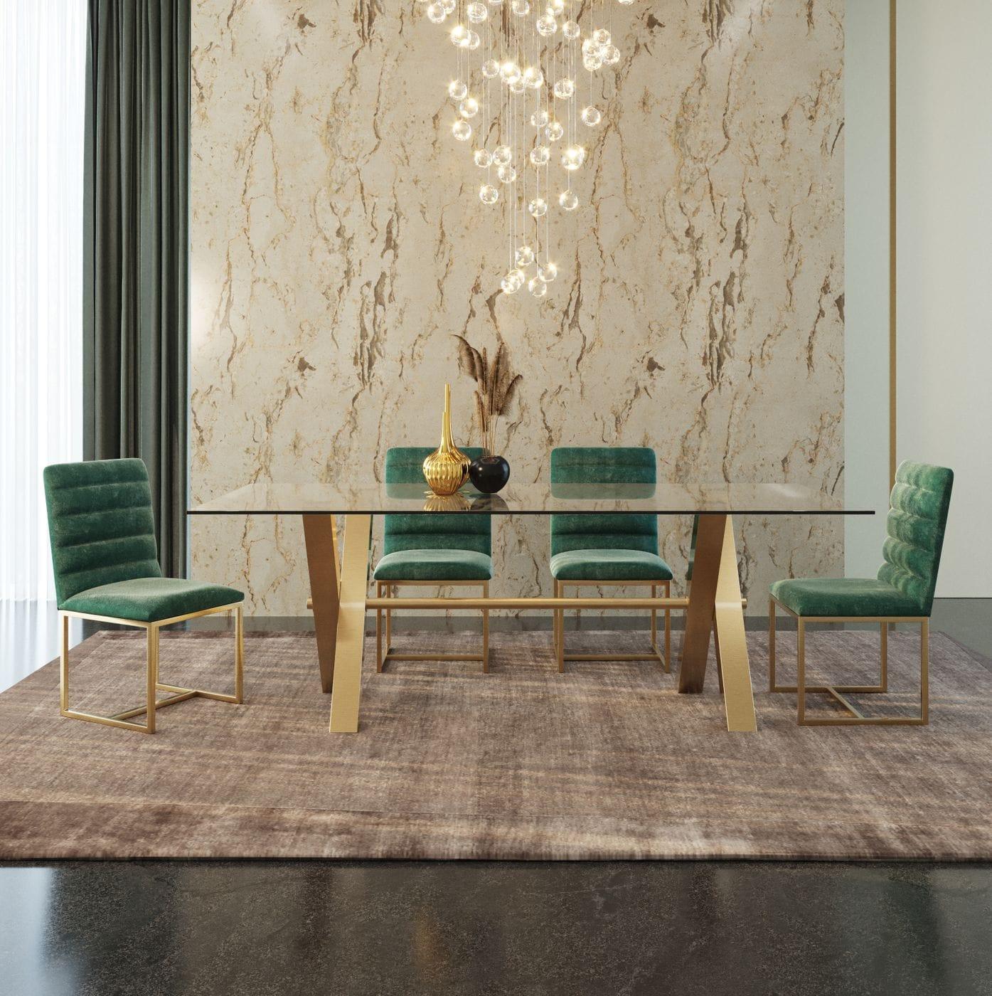 Dandy - Modern Golden and Glass Dining Table