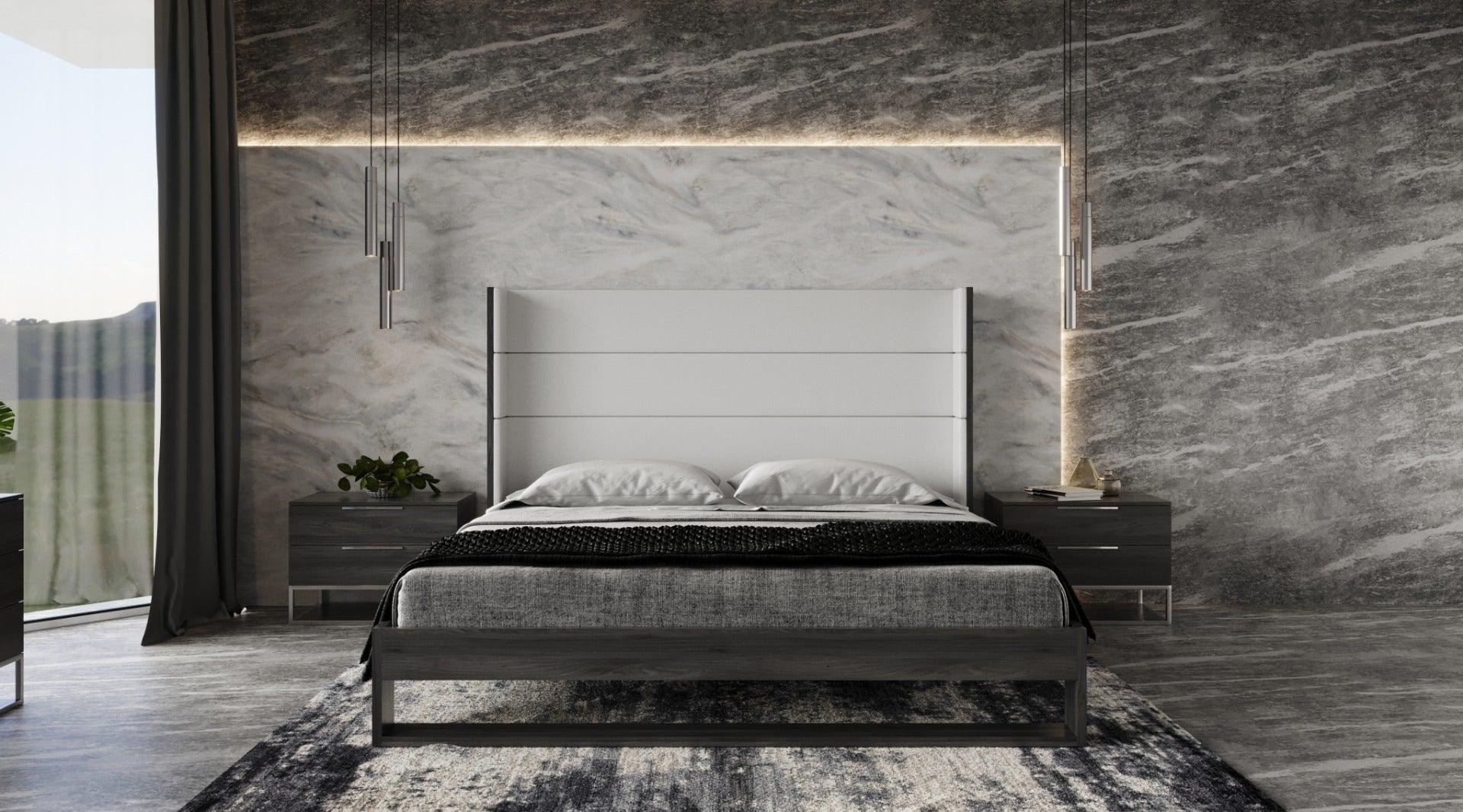 Modrest Heloise Contemporary Leather Elm Trim Bed