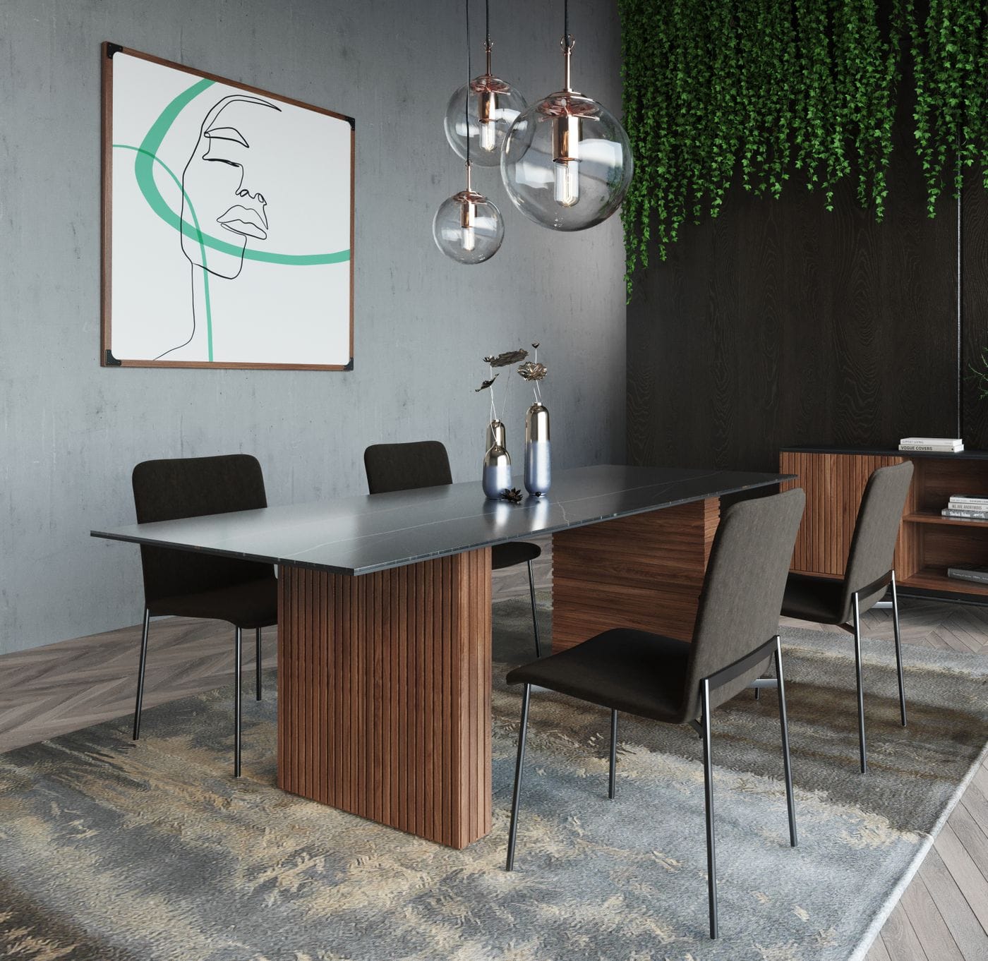 Modrest Maggie Modern and Ceramic Top Dining Table