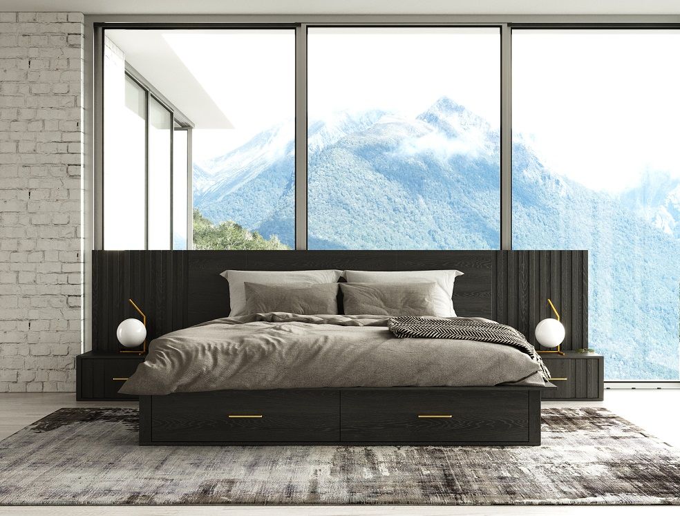 Modrest Manchester - Contemporary Platform Dark Grey Bed-Bed-VIG-Wall2Wall Furnishings