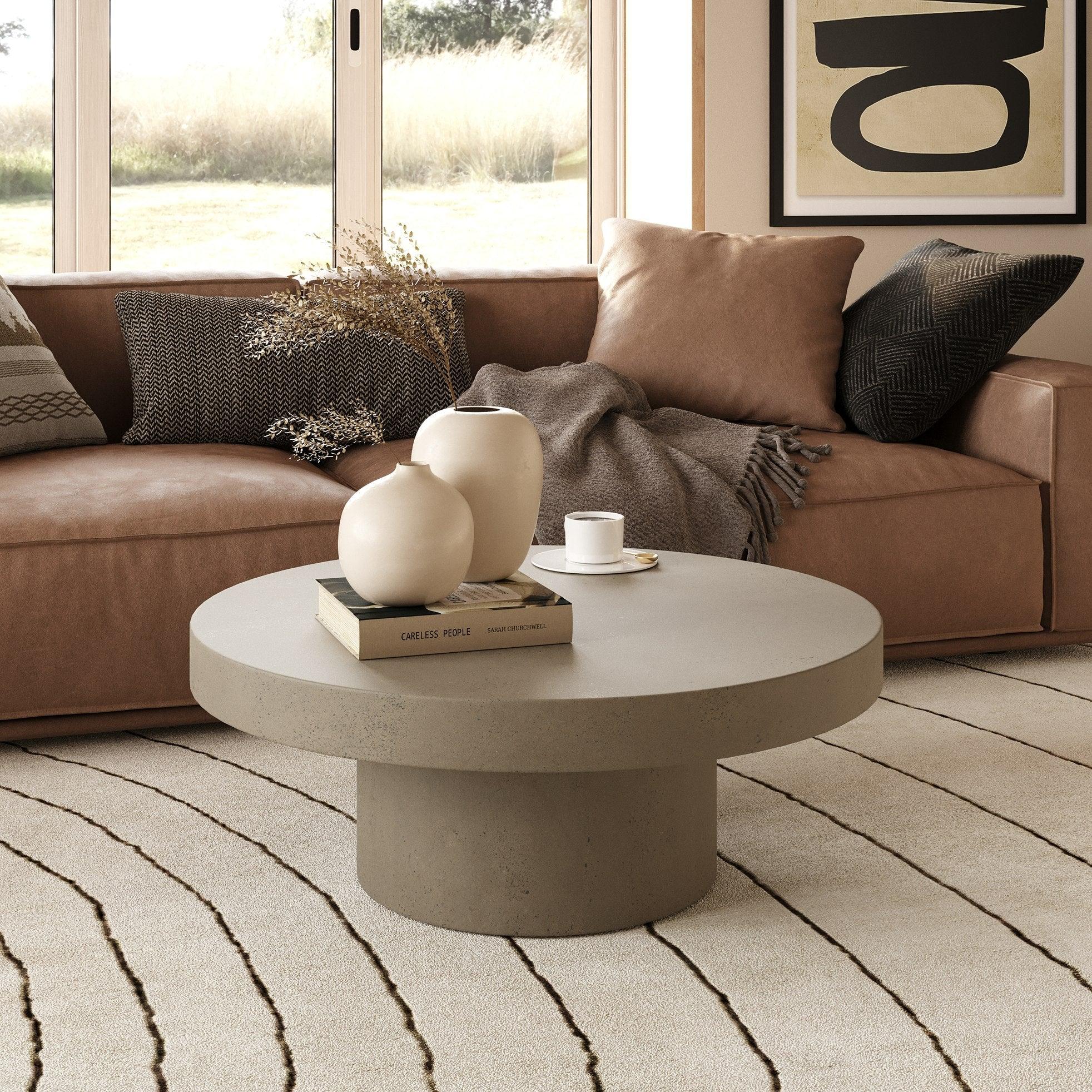 Modrest Morley Modern Round Concrete Coffee Table
