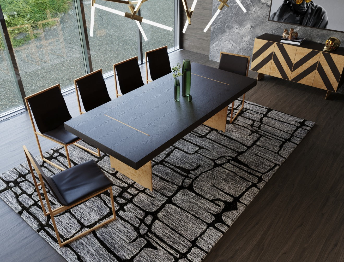 Modrest Perret Large Glam Ash Brushed Dining Table