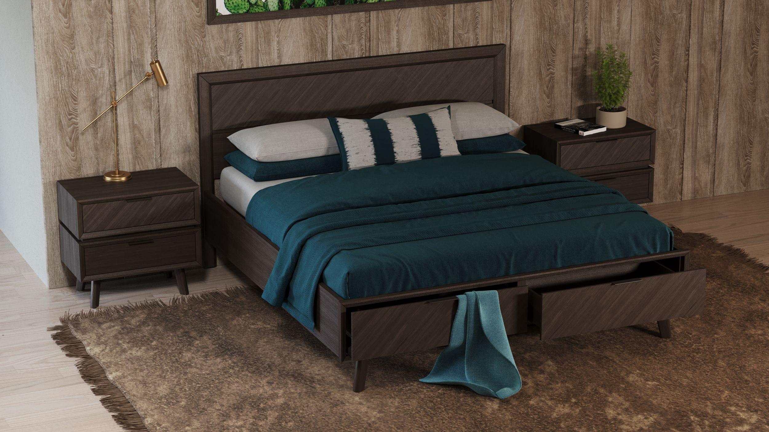 Modrest Roger Midcentury Acacia Bed