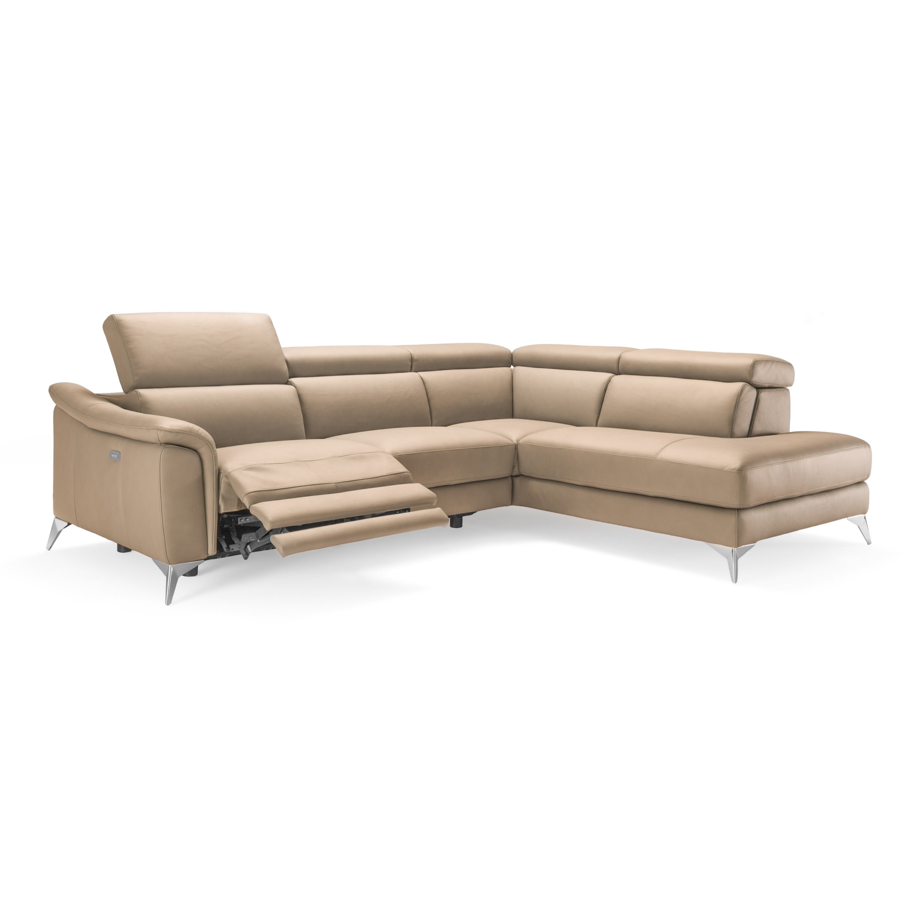 Monte Carlo Italian Modern Leather Right Facing Sectional Sofa