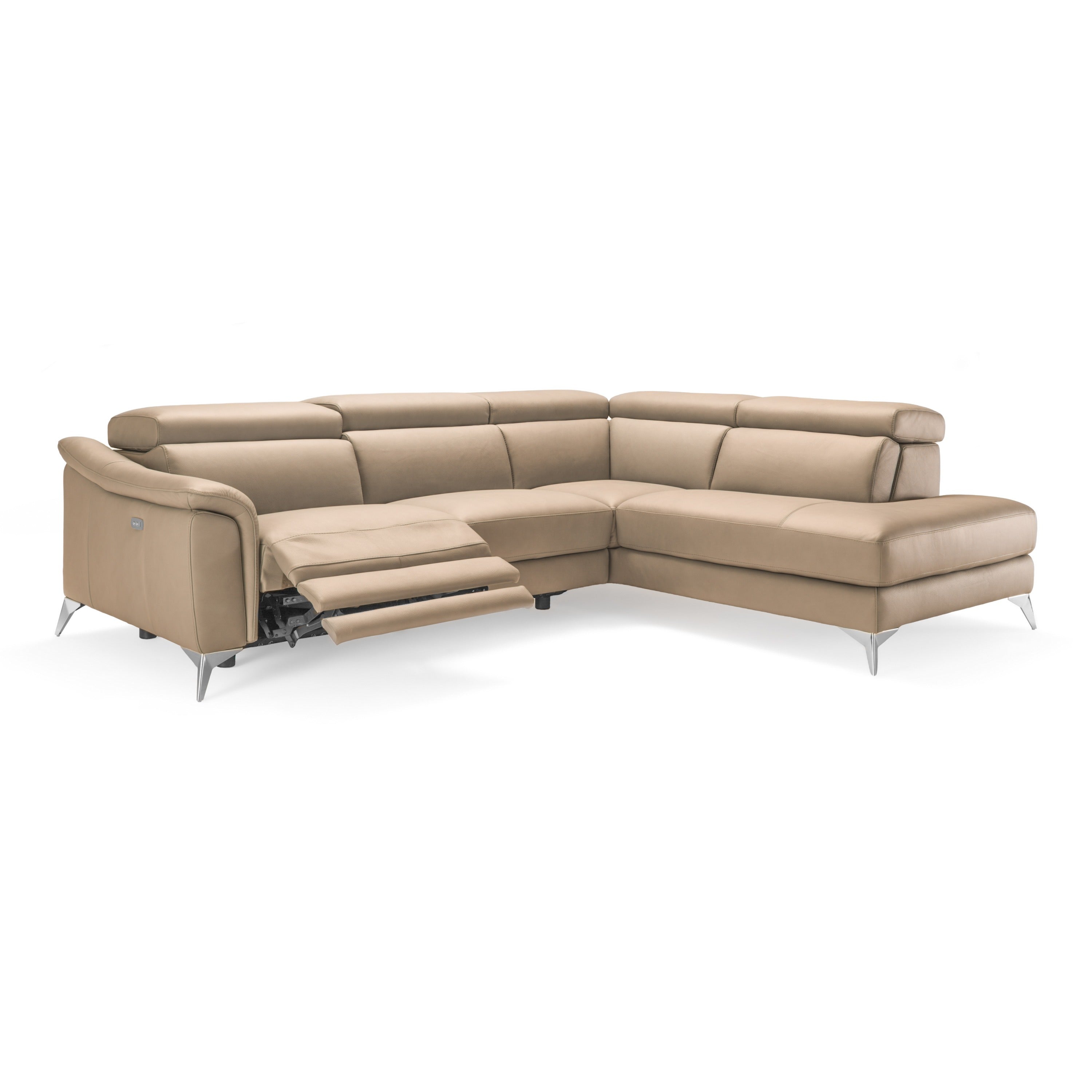 Monte Carlo Italian Modern Leather Right Facing Sectional Sofa