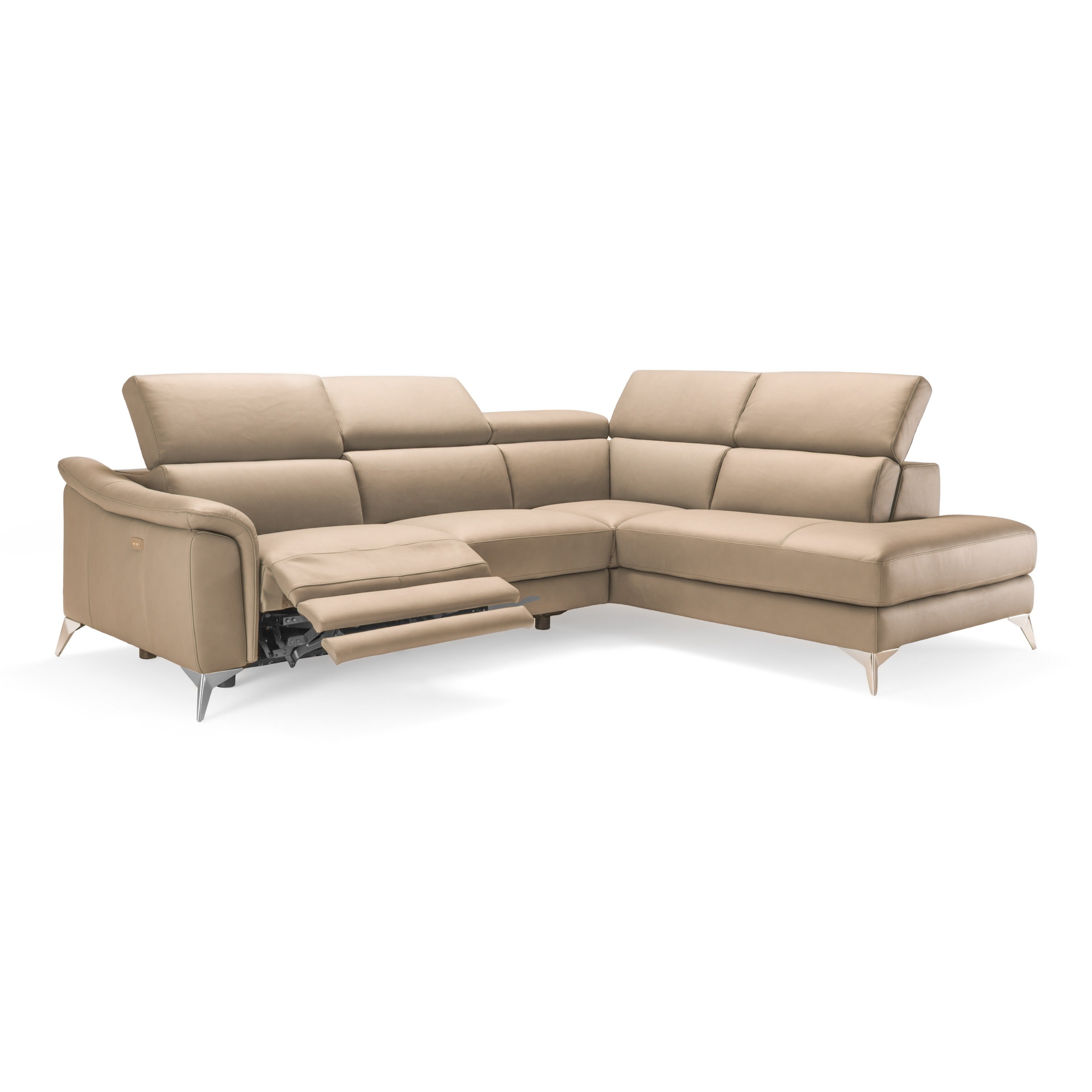 Monte Carlo Italian Modern Leather Right Facing Sectional Sofa