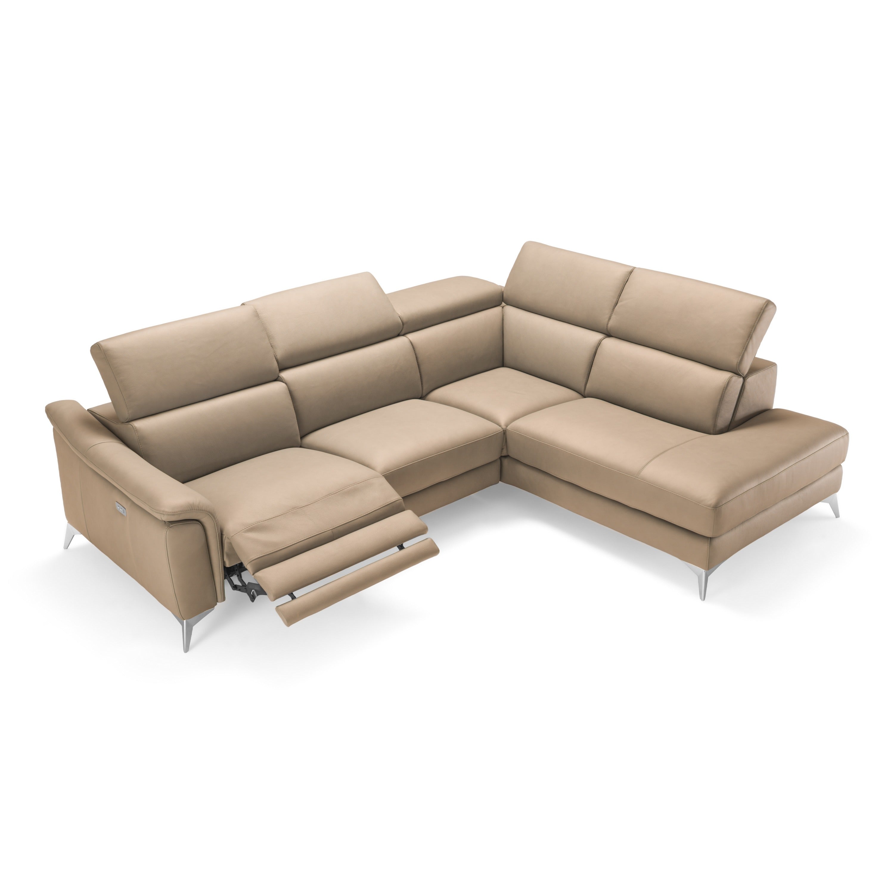Monte Carlo Italian Modern Leather Right Facing Sectional Sofa