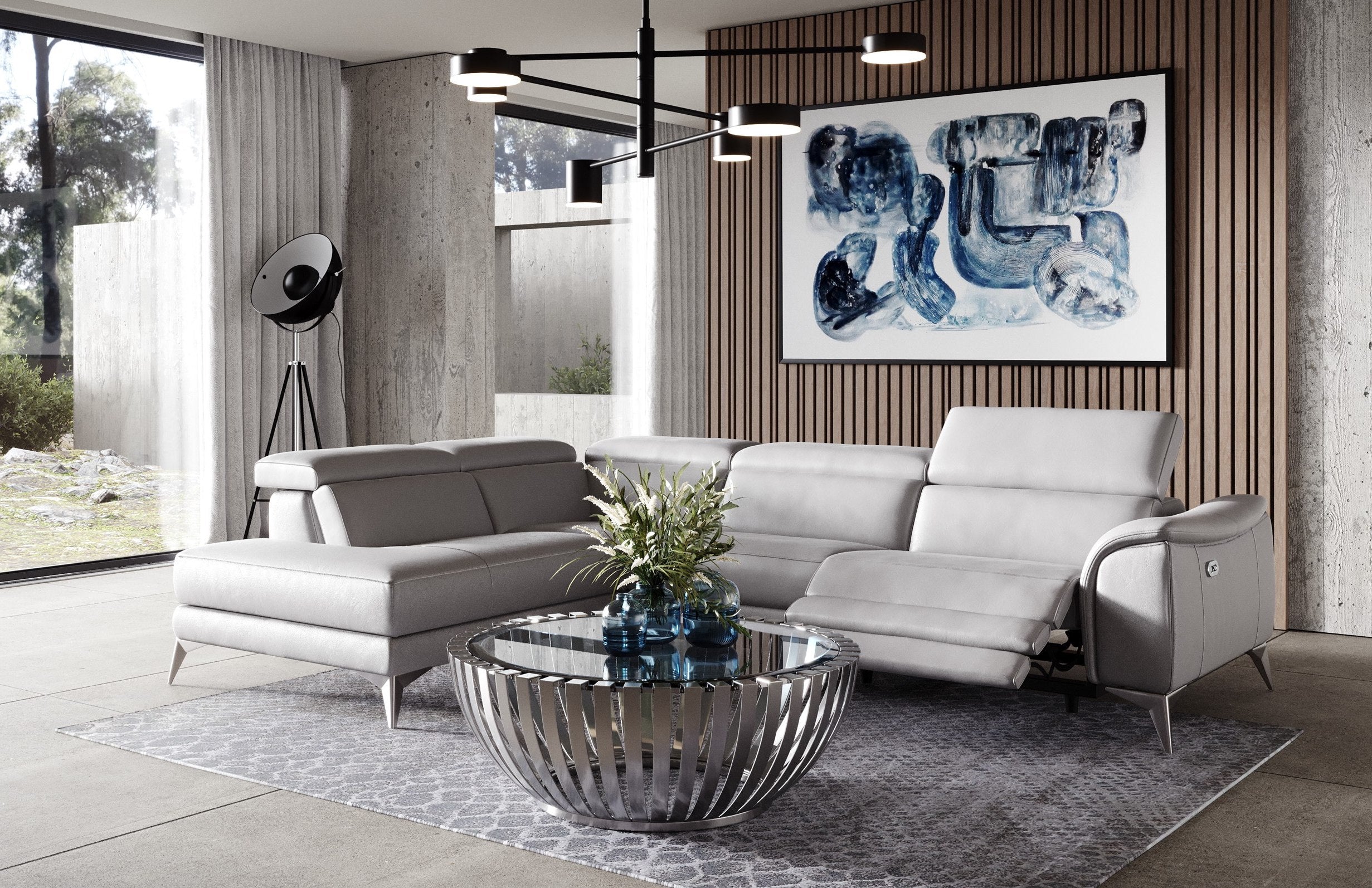 Monte Carlo Italian Modern Leather LAF Sectional Sofa