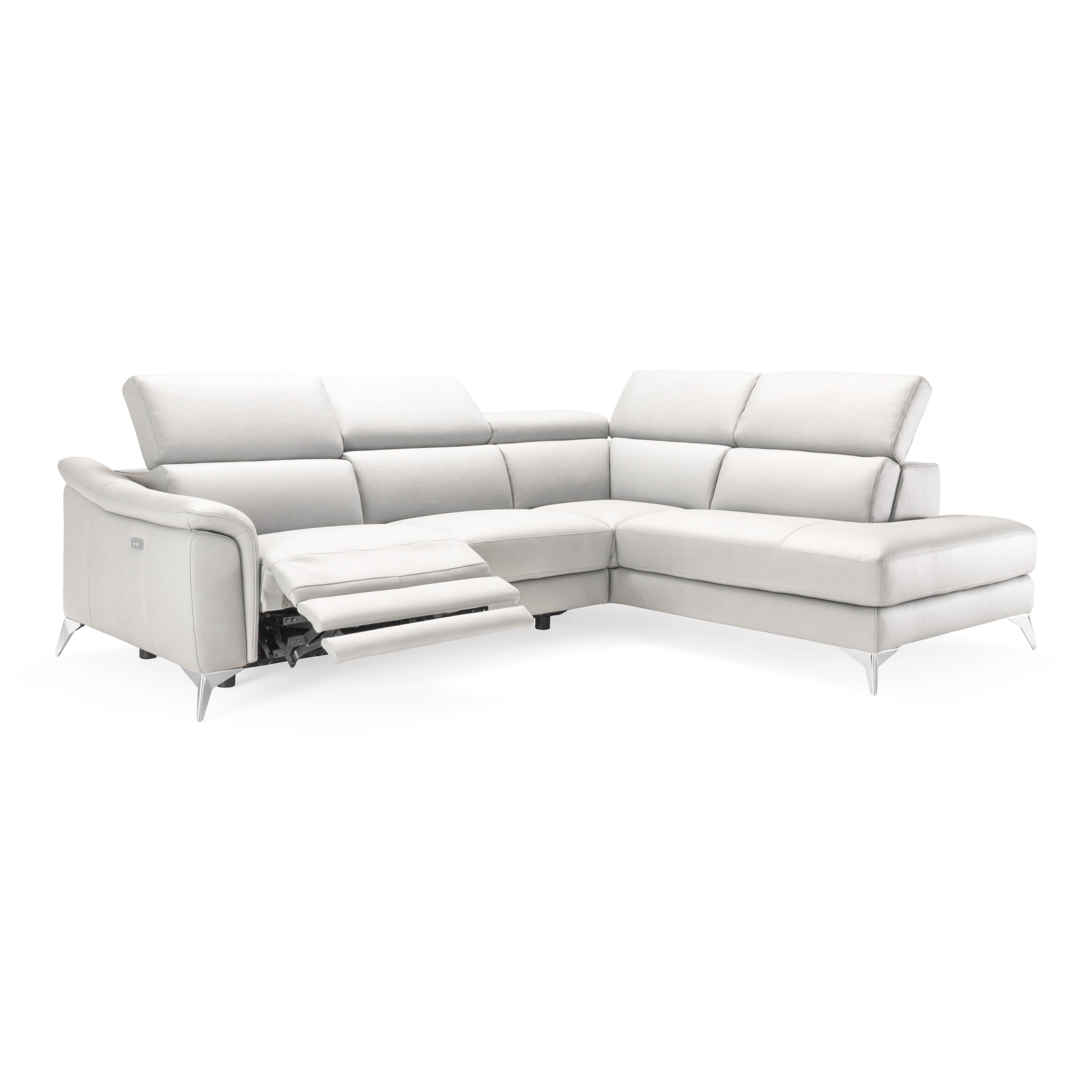 Monte Carlo Italian Modern Leather Right Facing Sectional Sofa
