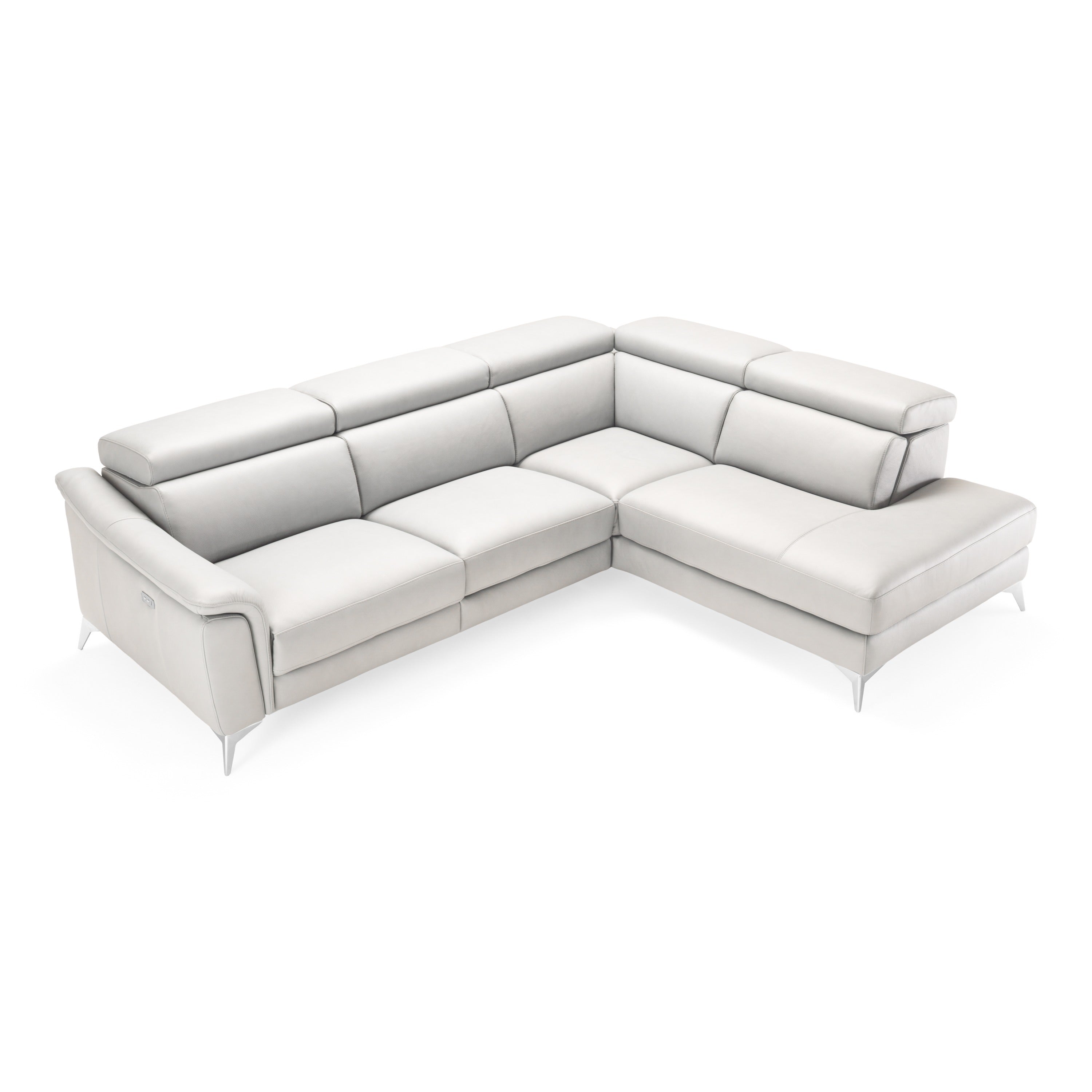 Monte Carlo Italian Modern Leather Right Facing Sectional Sofa