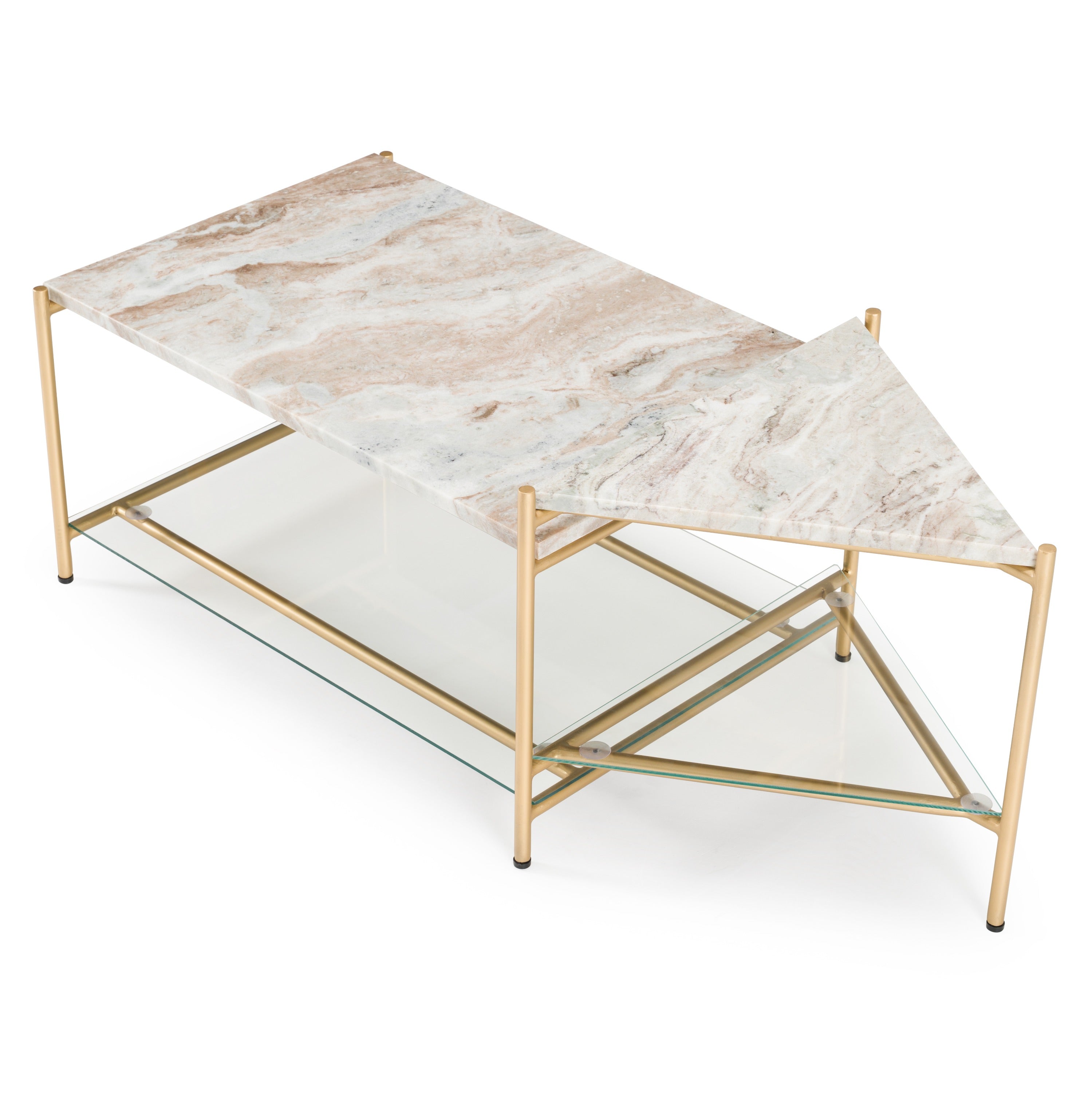 Mosk Modern Marble and Glass Coffee Table