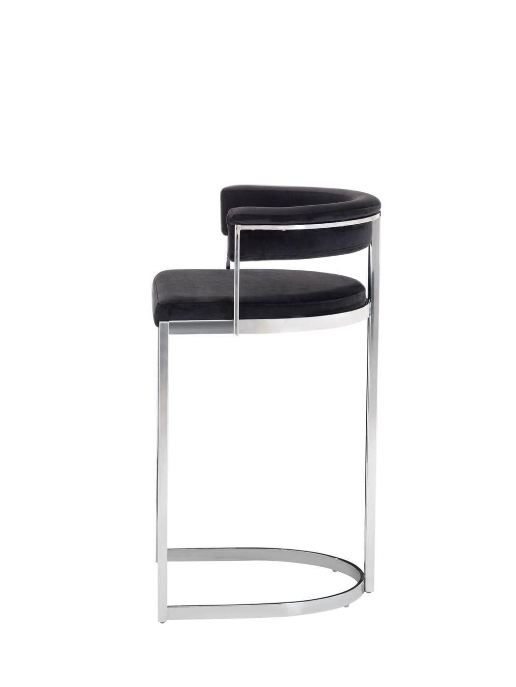Modrest Munith Modern Velvet Stainless Steel Counter Stool