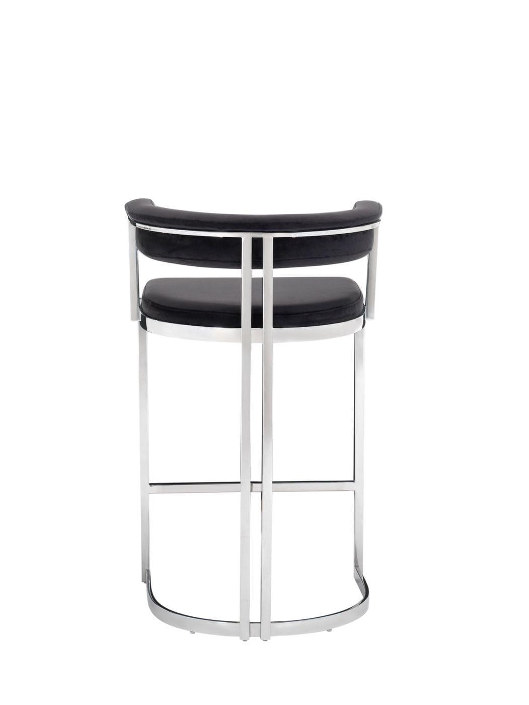 Modrest Munith Modern Velvet Stainless Steel Counter Stool