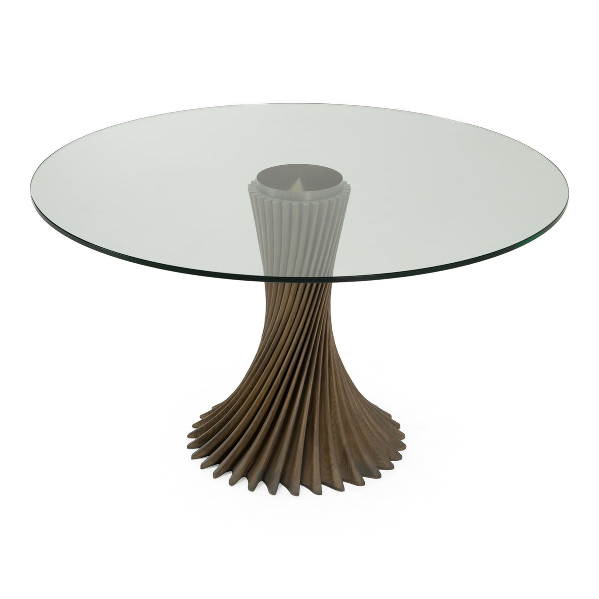 Ocasio - Modern Glass and Ash Round Dining Table