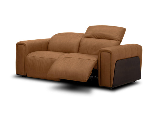 Sandstone Modern Leather Loveseat w/ 2 Electric Recliners