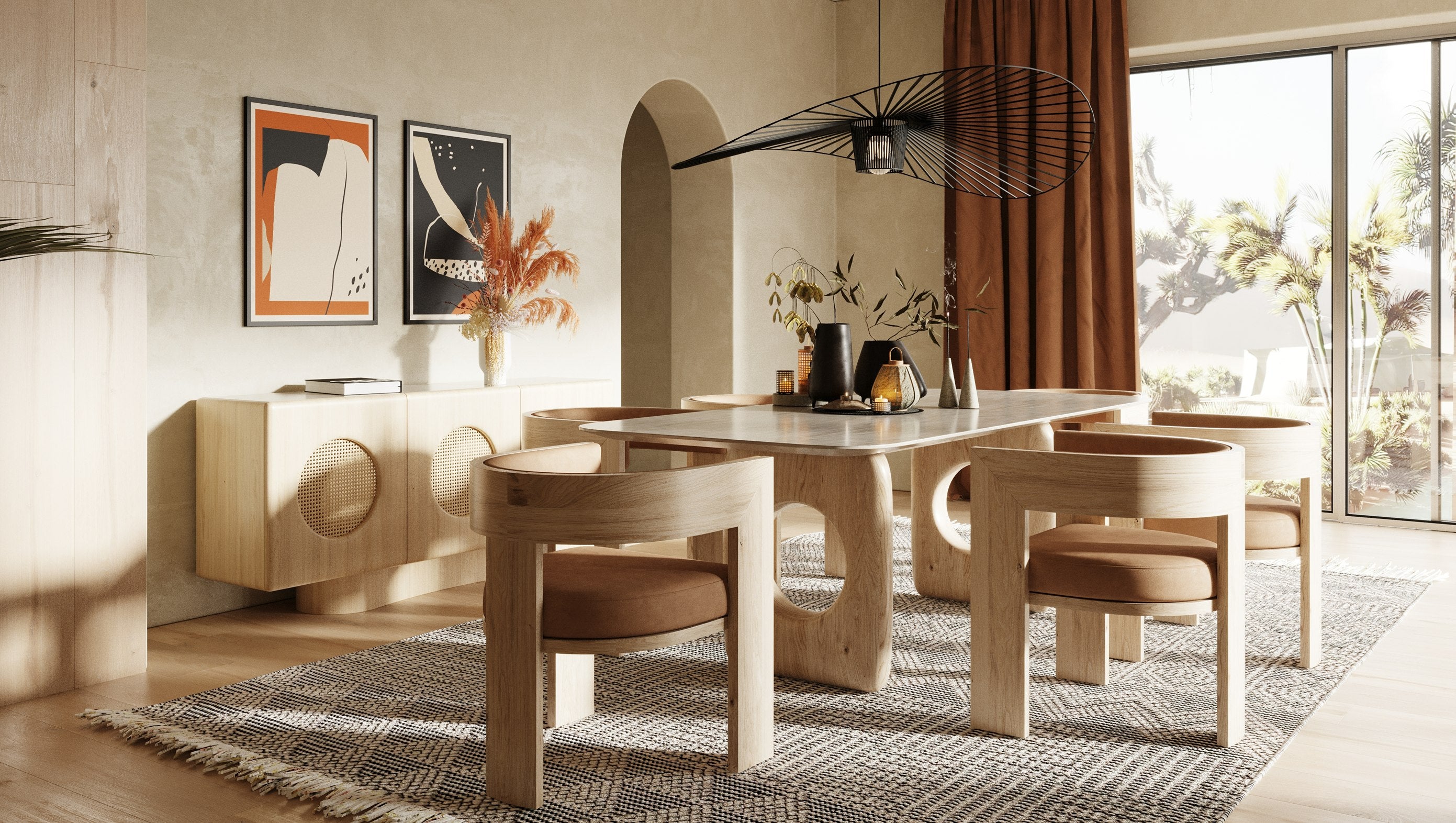 Nova Domus Osaka Modern Natural Ash Rattan Buffet