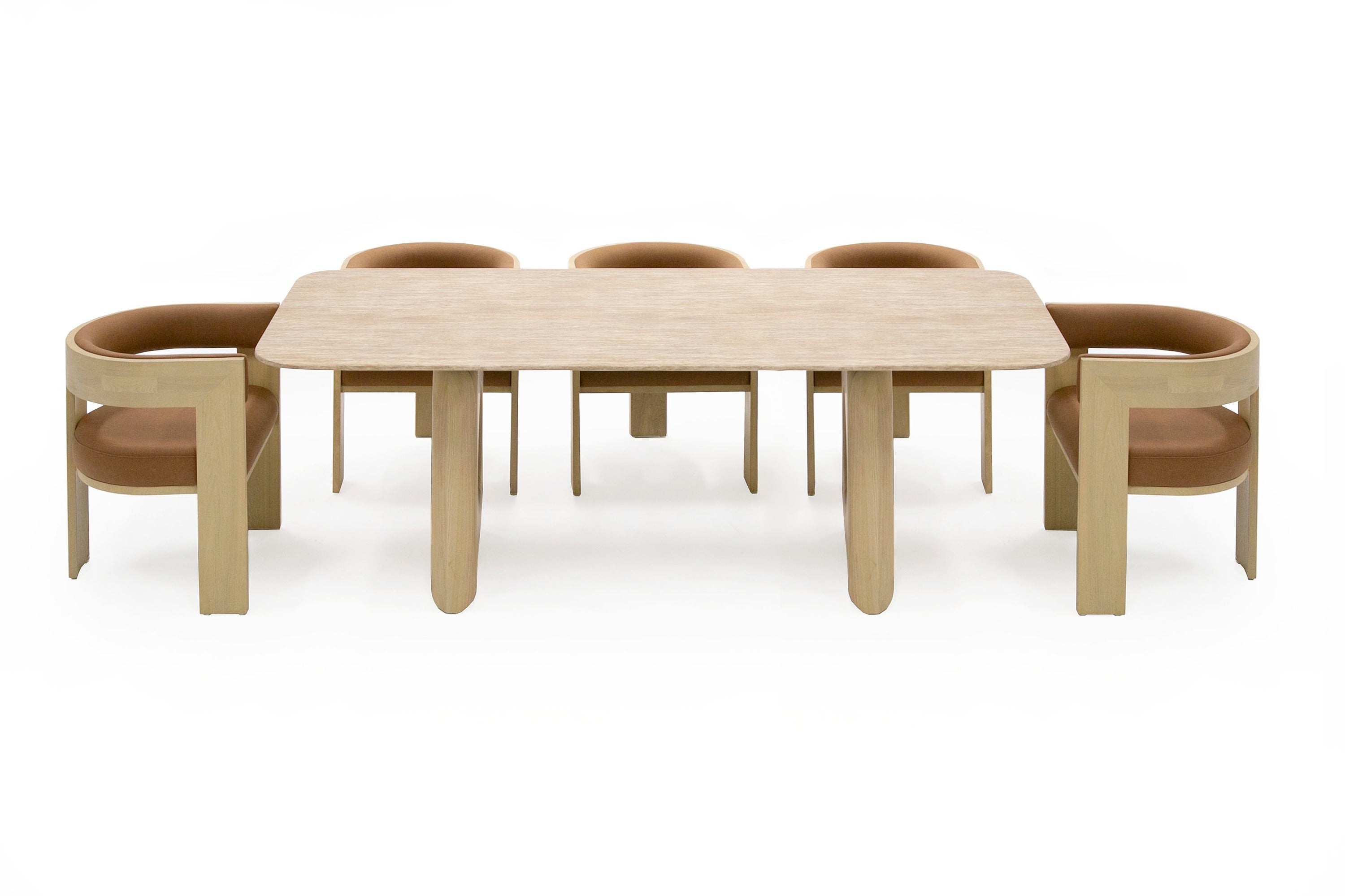 Nova Domus Osaka Modern Faux Marble Natural Ash Dining Table