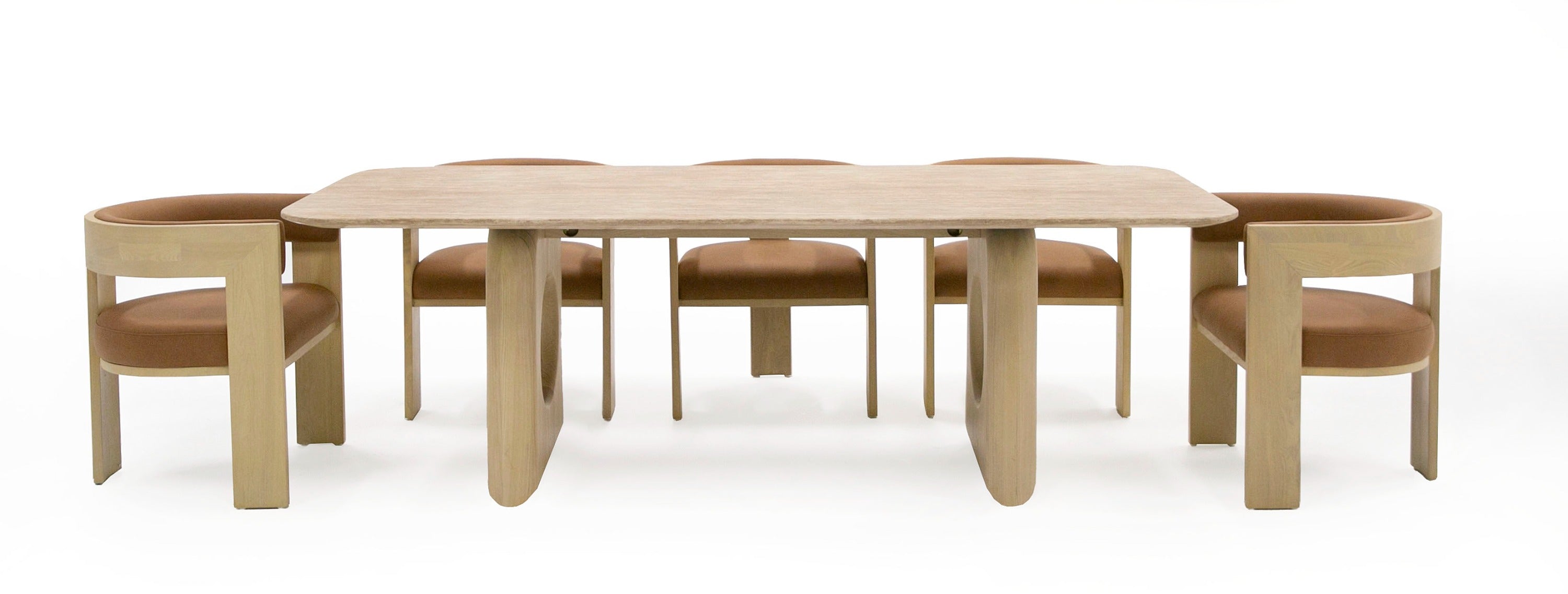 Nova Domus Osaka Modern Faux Marble Natural Ash Dining Table